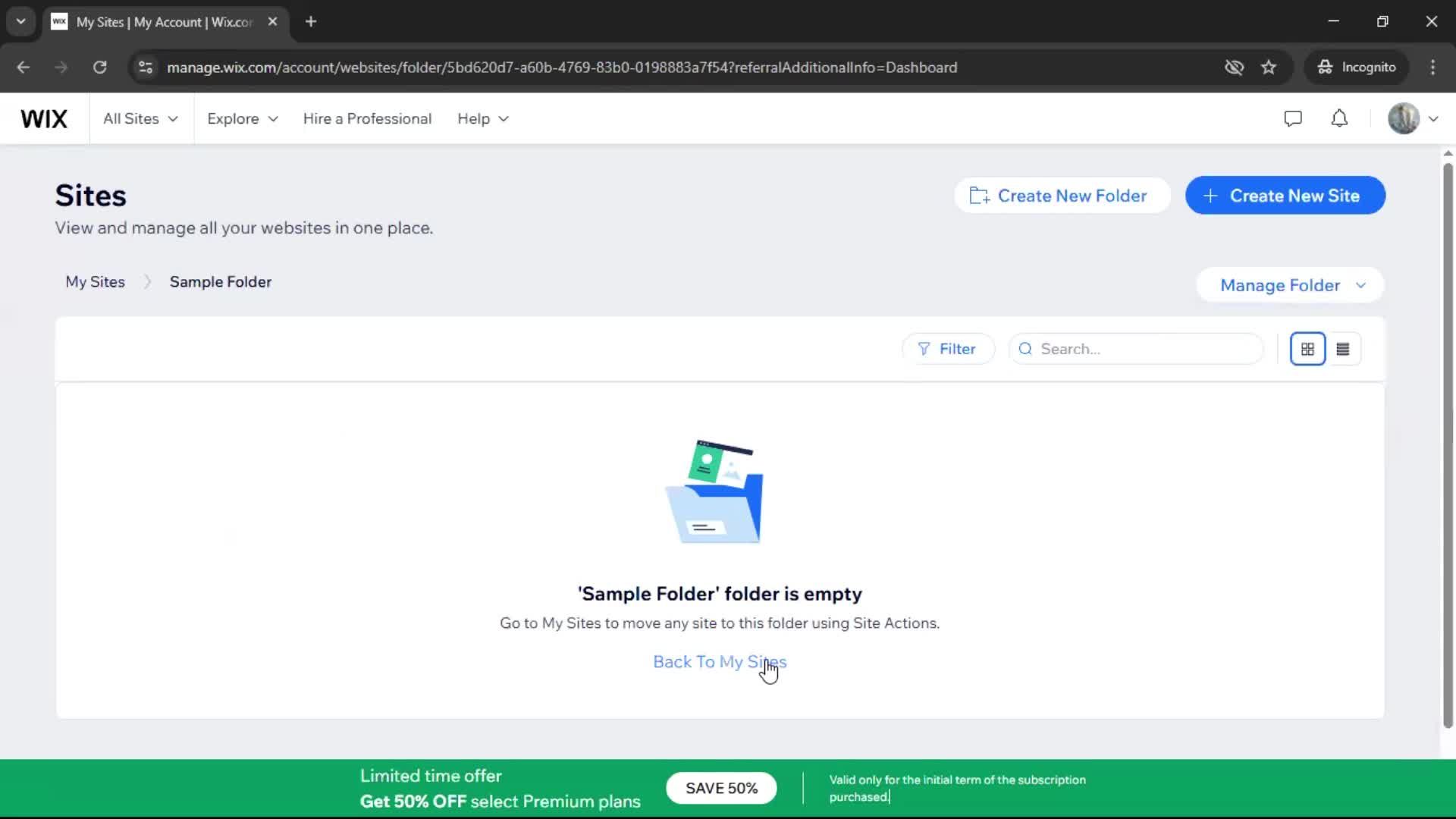 Creating a folder screenshot