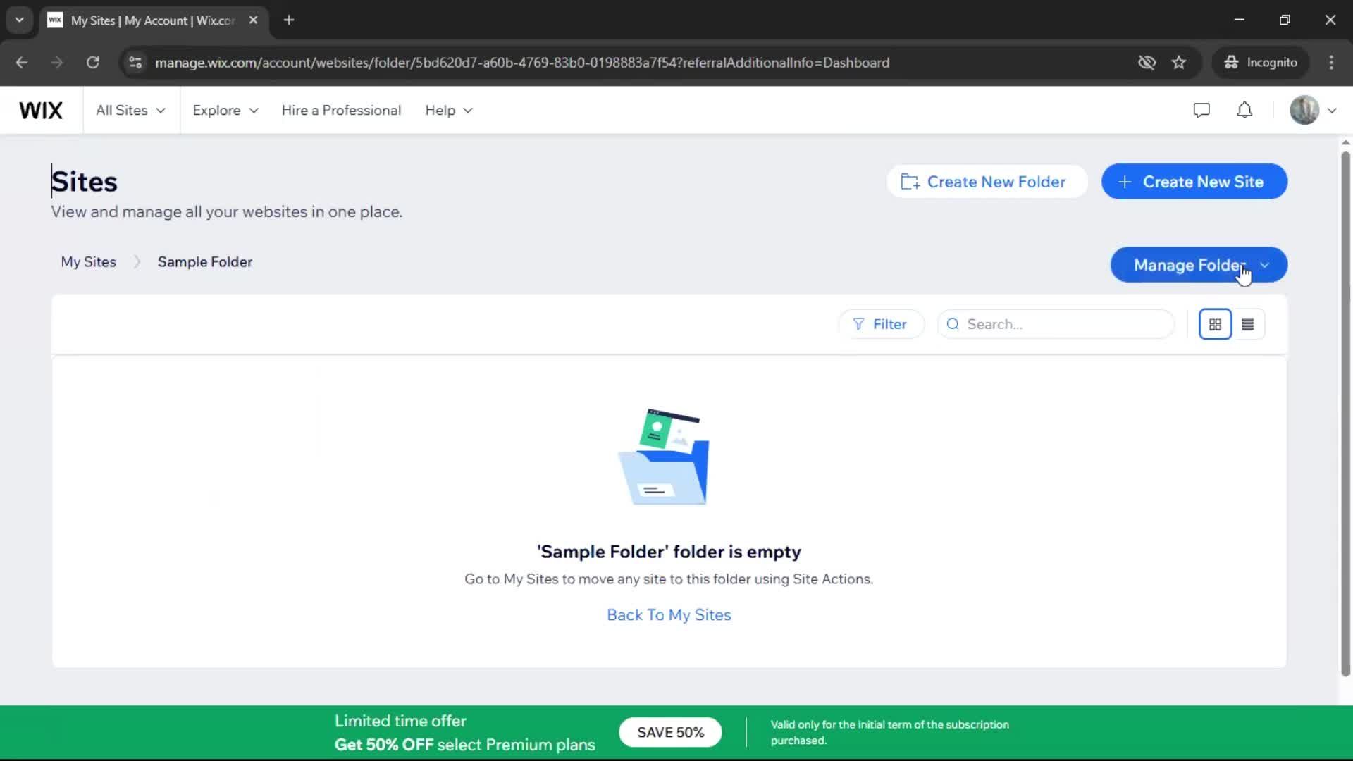 Creating a folder screenshot