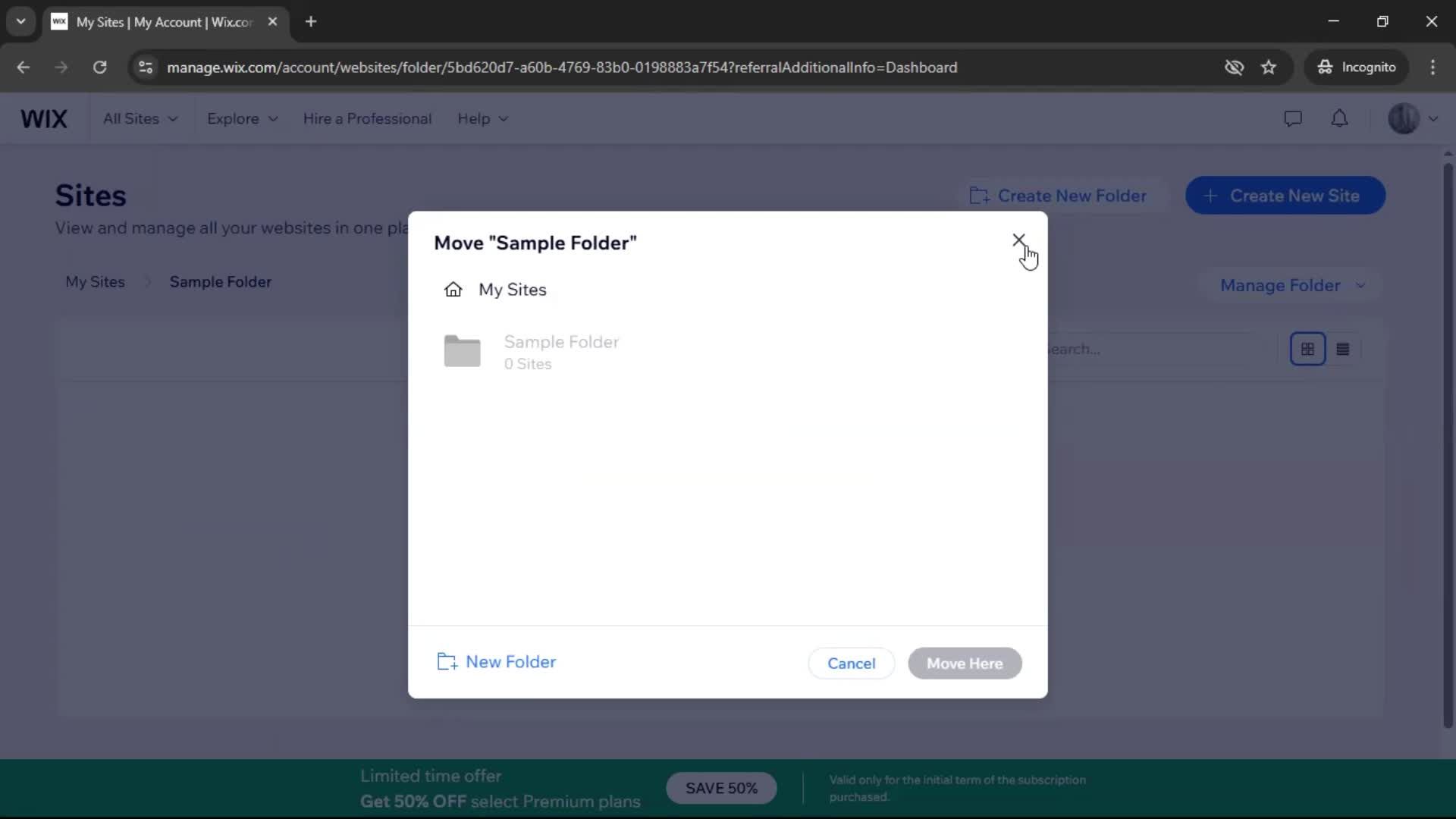 Creating a folder screenshot