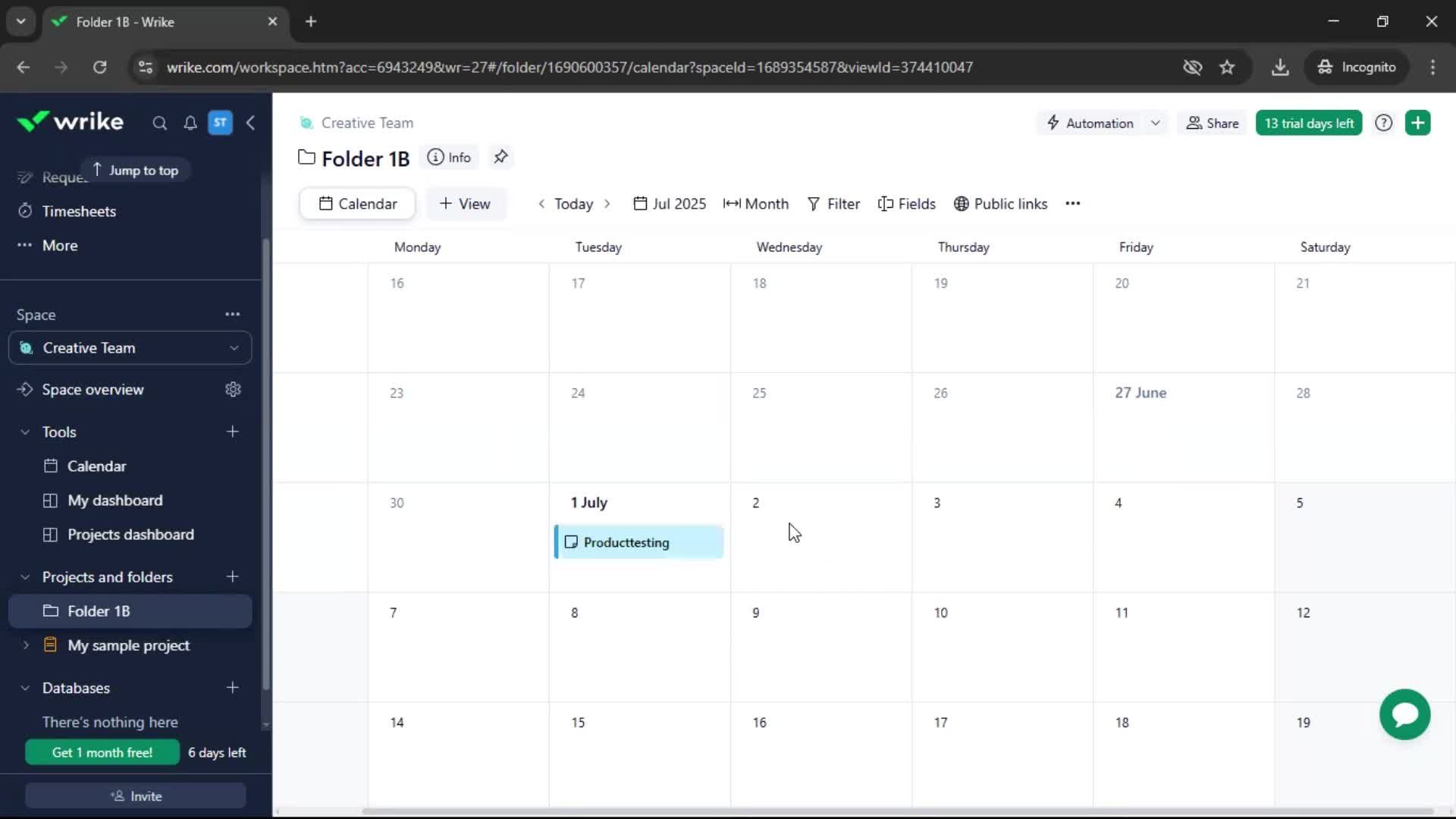 Creating a folder screenshot