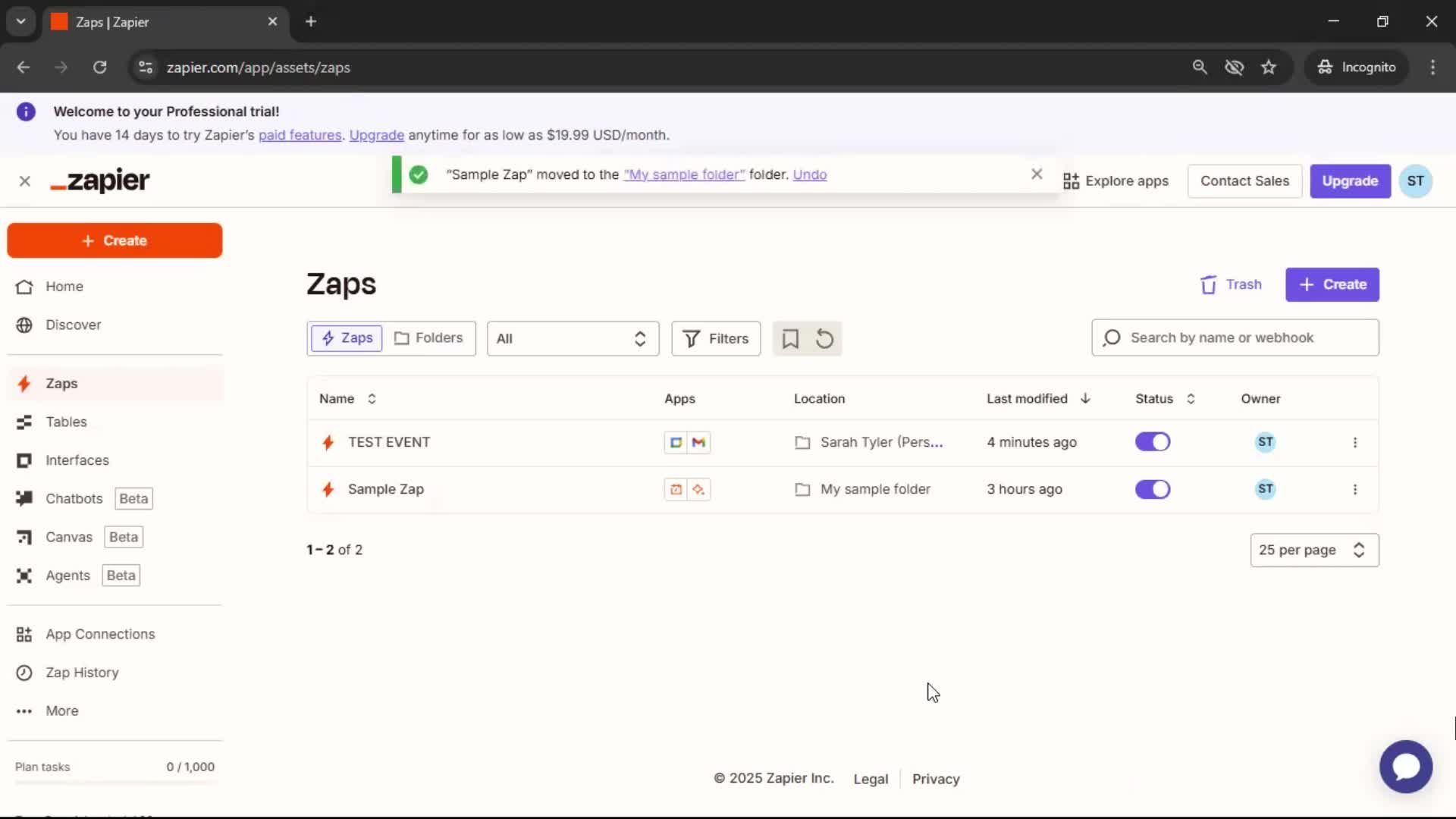 Creating a folder screenshot