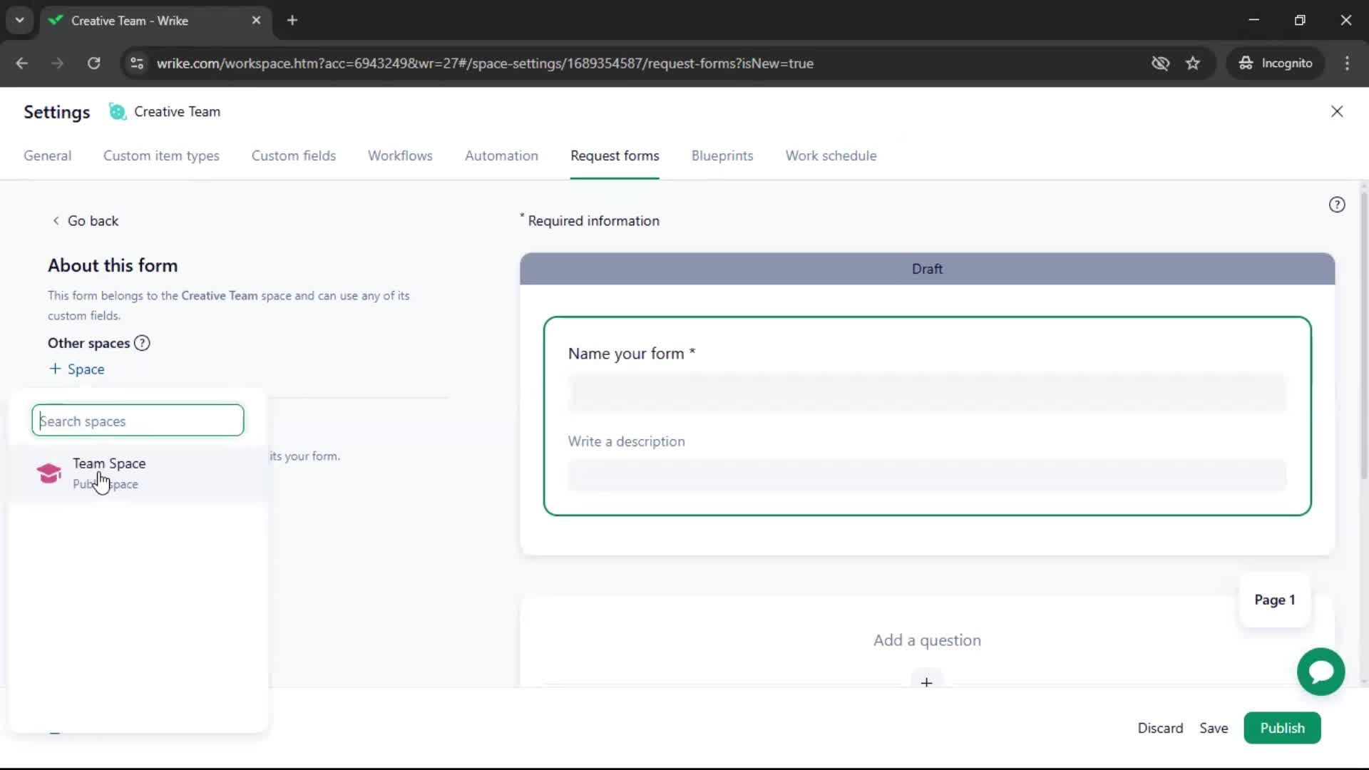 Creating a form screenshot
