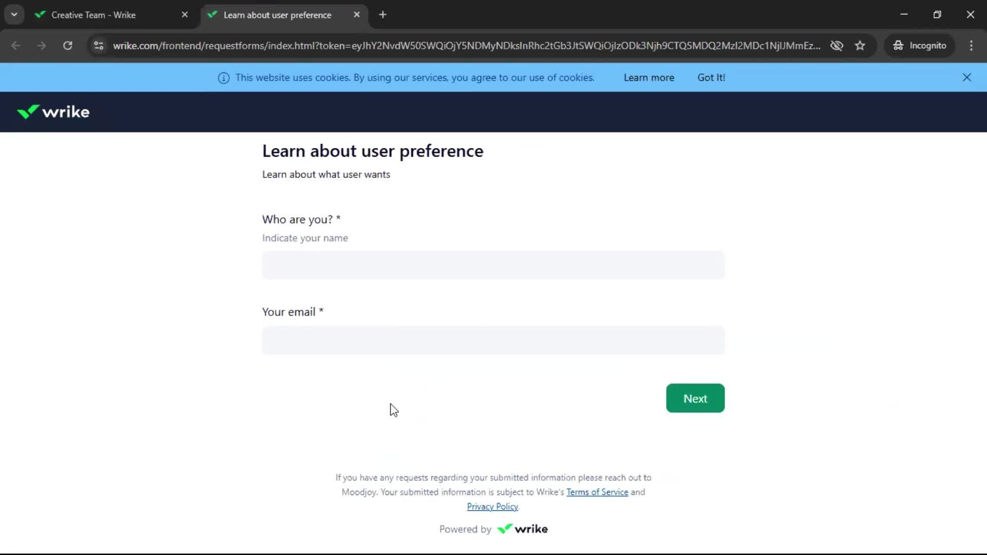 Creating a form screenshot