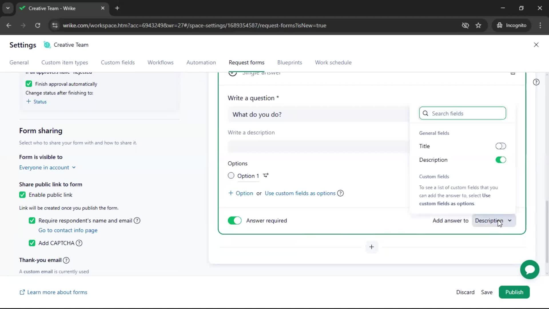 Creating a form screenshot