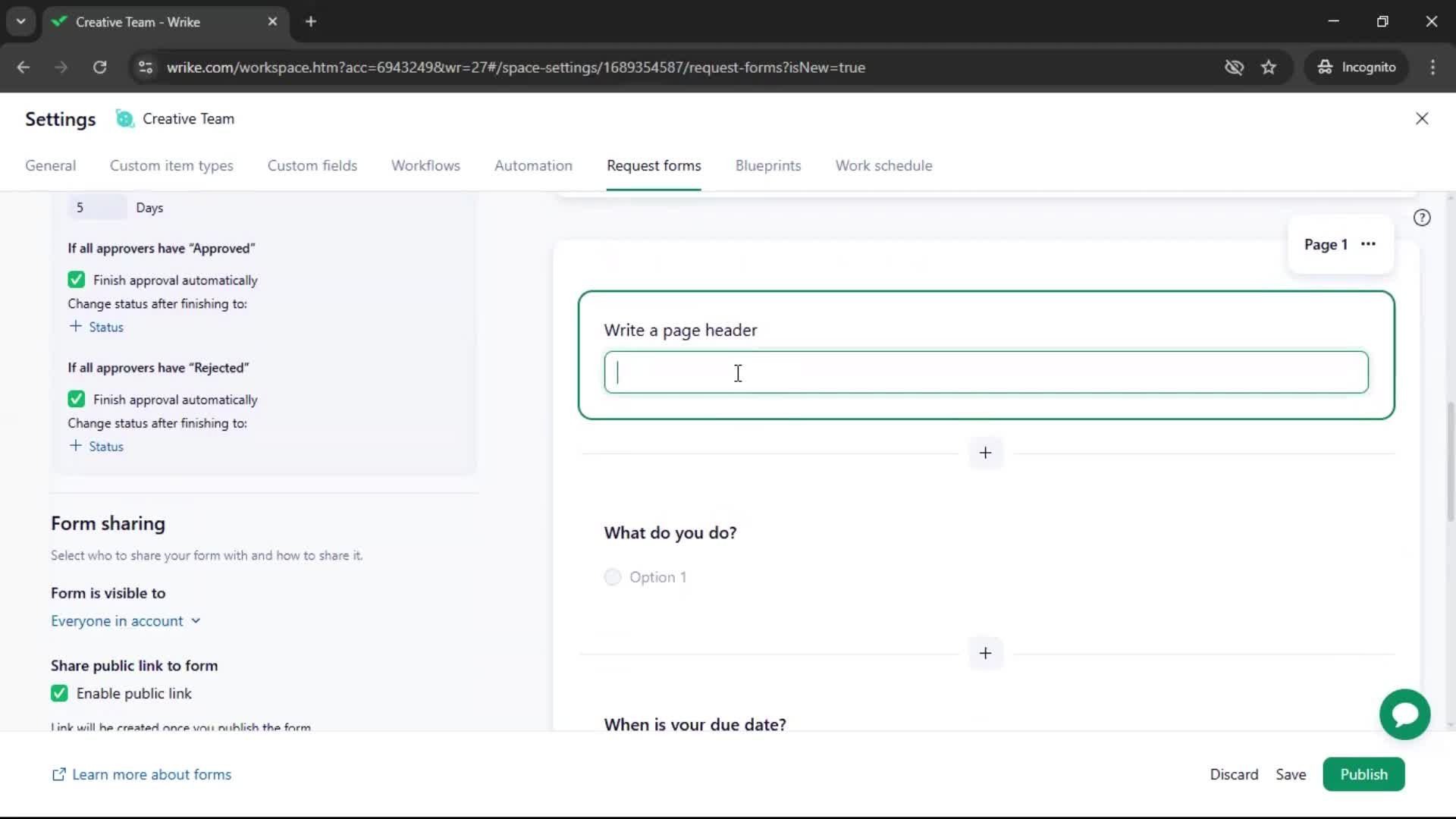 Creating a form screenshot
