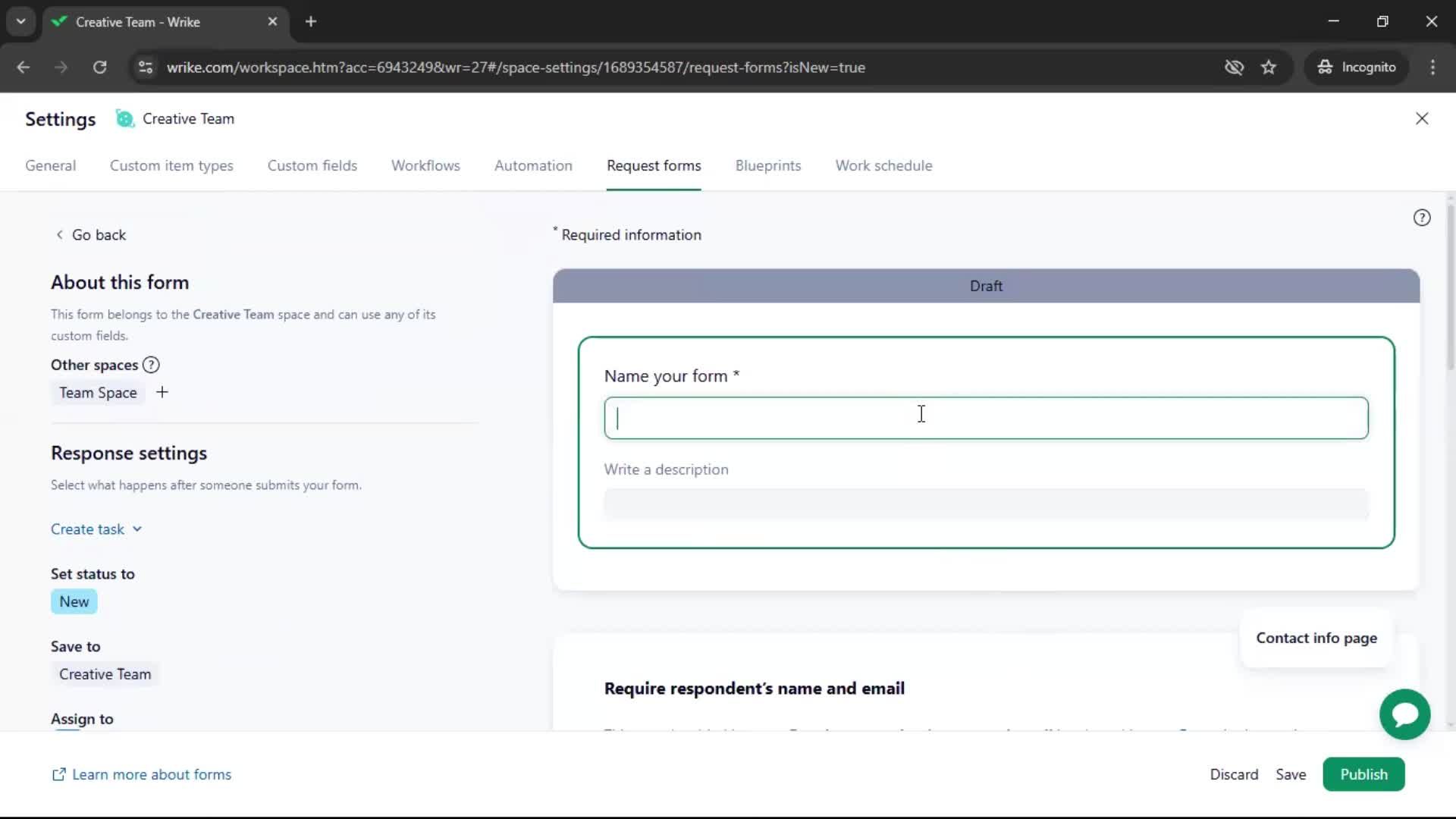 Creating a form screenshot