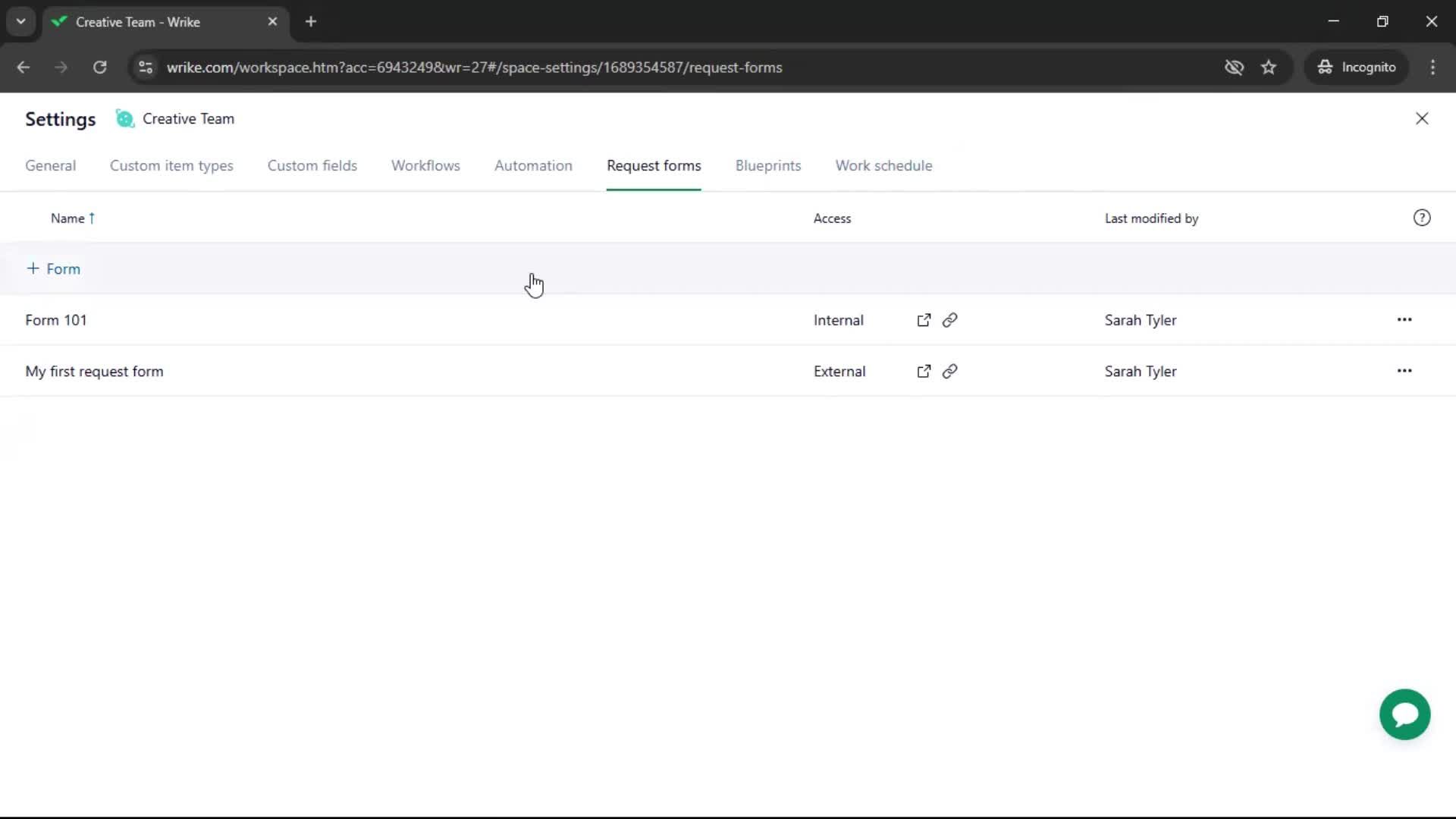 Creating a form screenshot