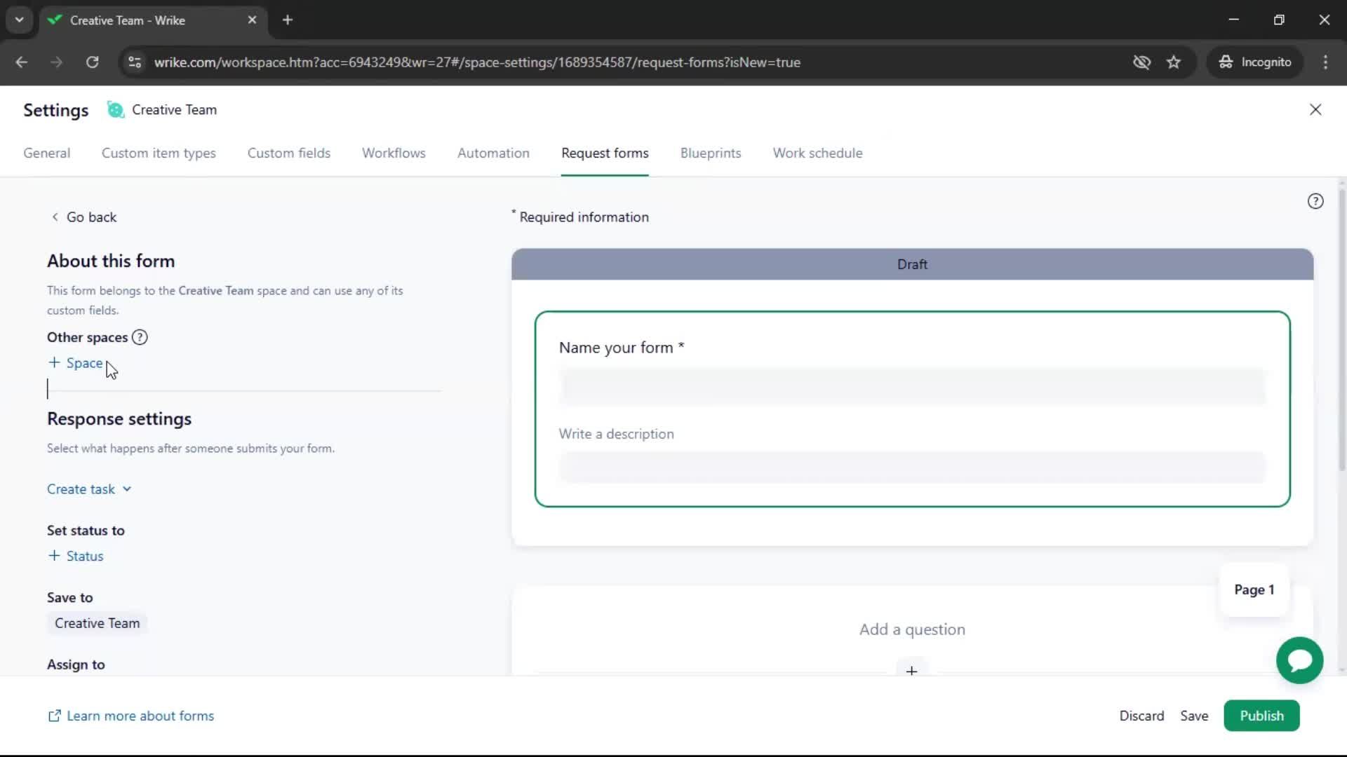 Creating a form screenshot