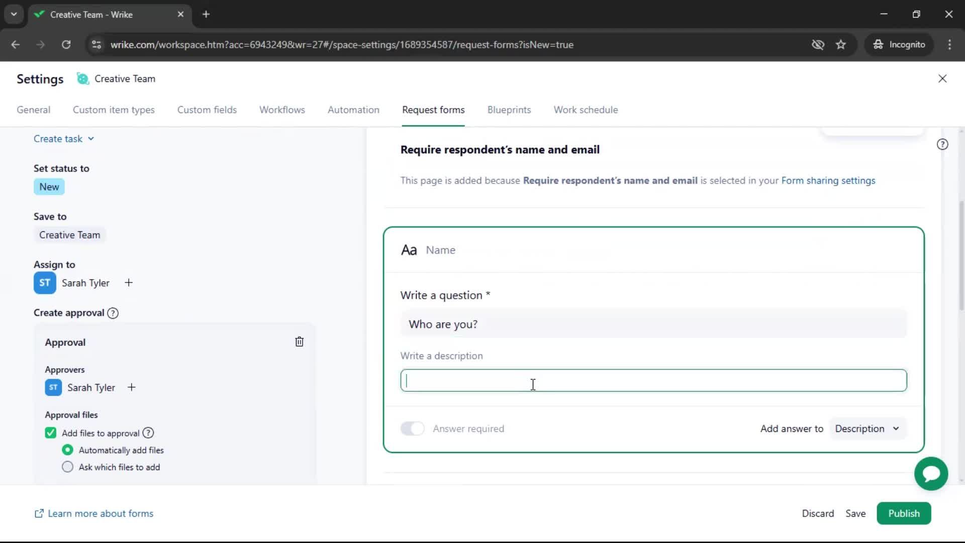 Creating a form screenshot