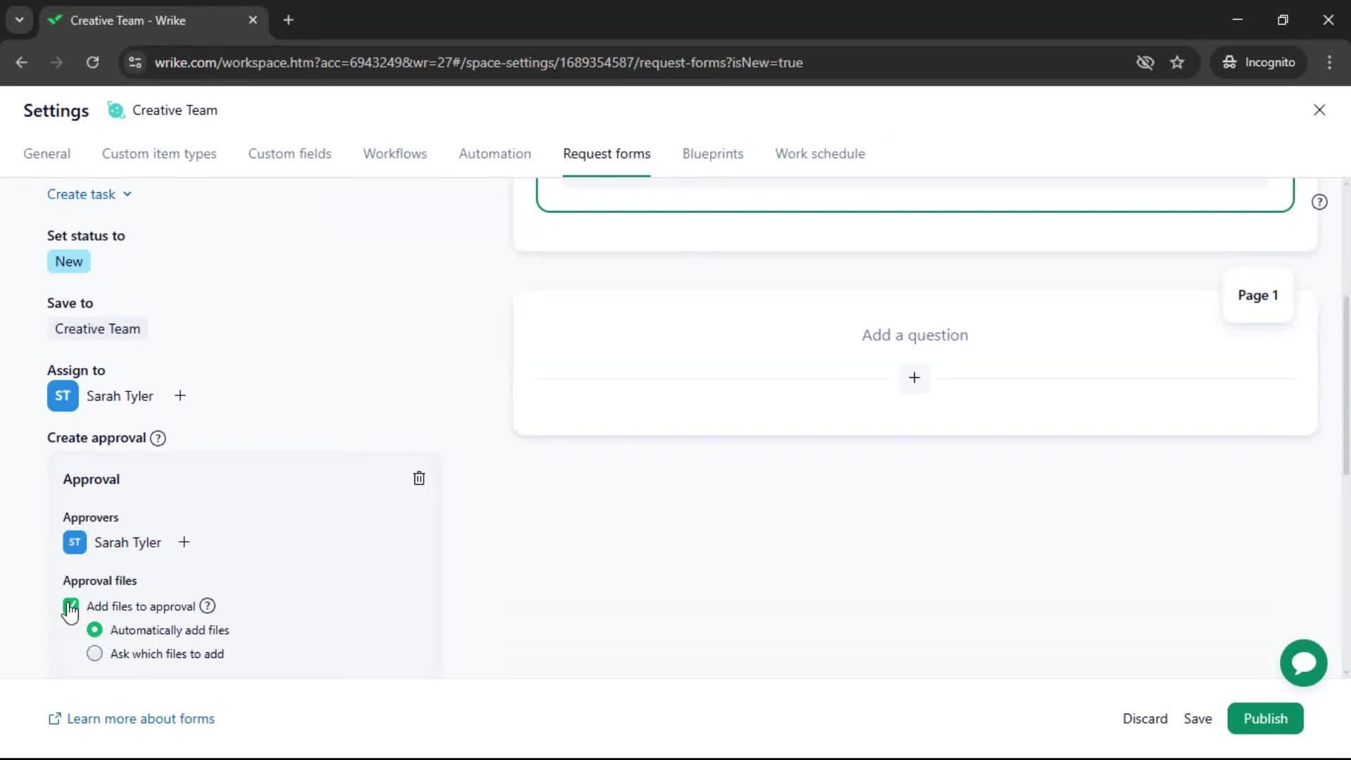 Creating a form screenshot
