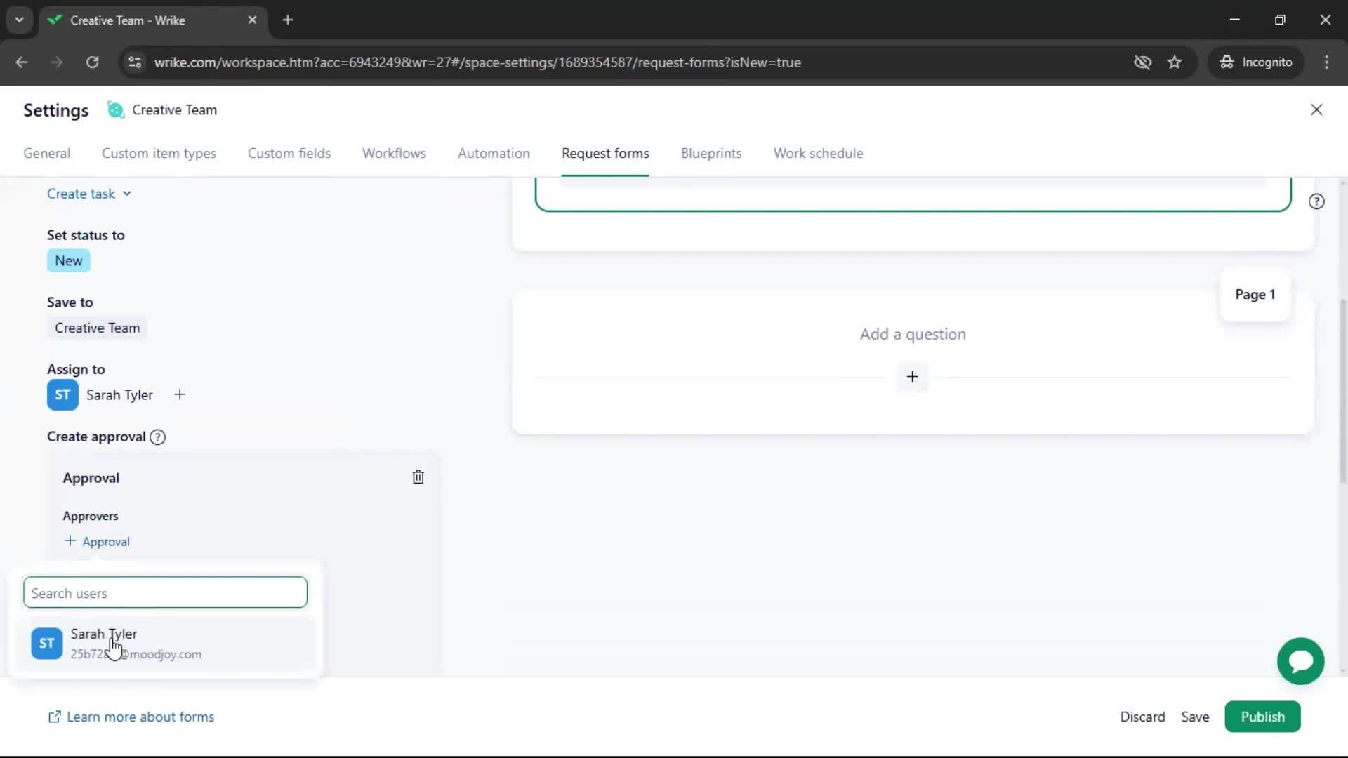Creating a form screenshot
