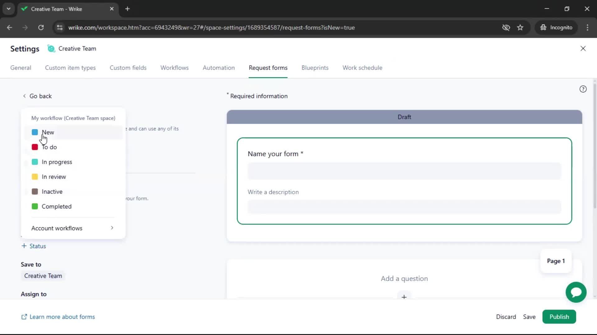 Creating a form screenshot
