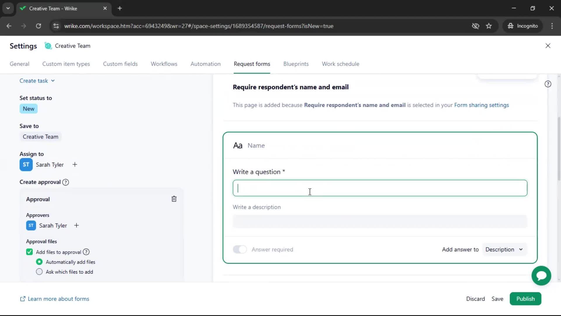 Creating a form screenshot