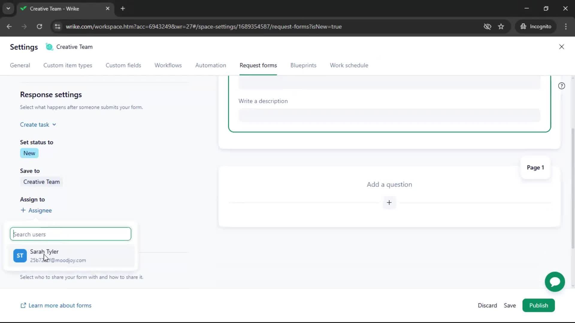 Creating a form screenshot