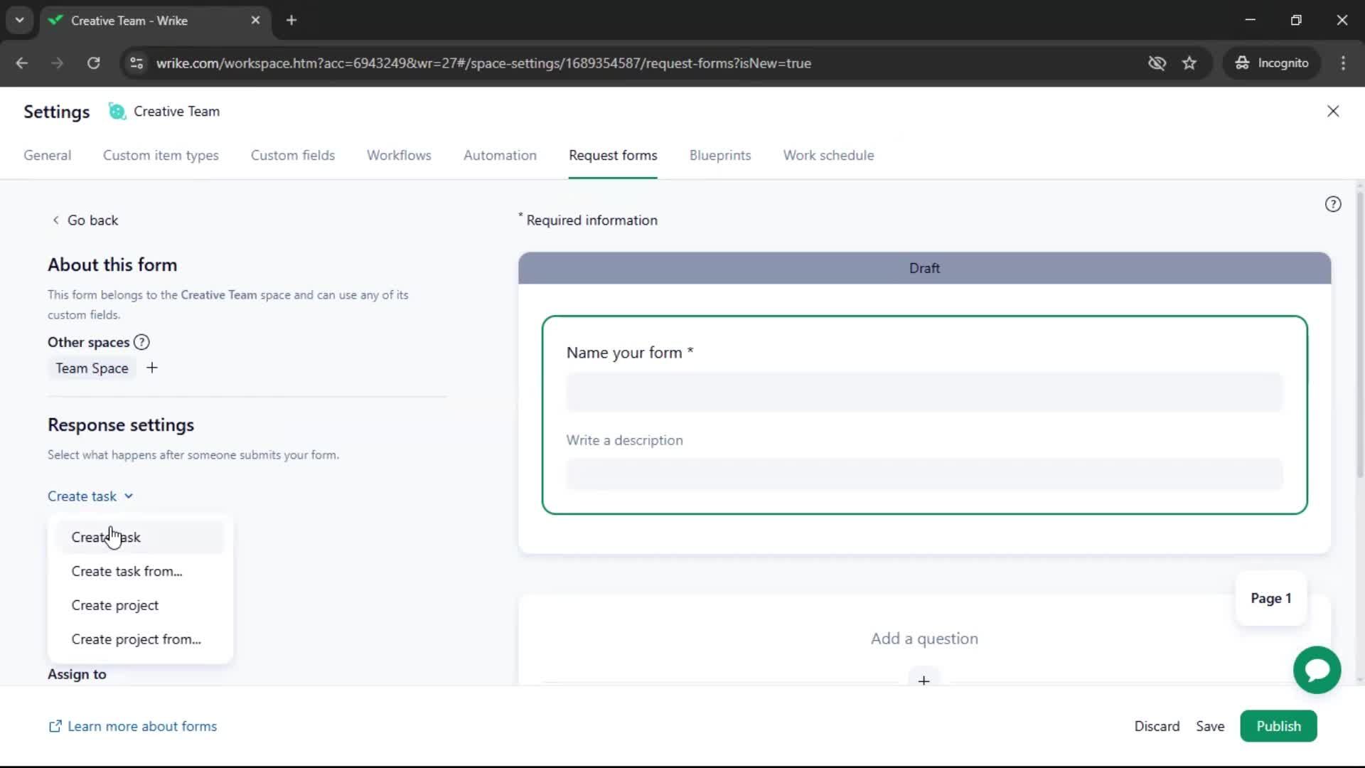 Creating a form screenshot