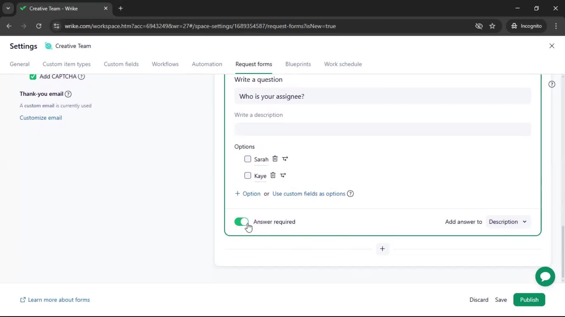 Creating a form screenshot