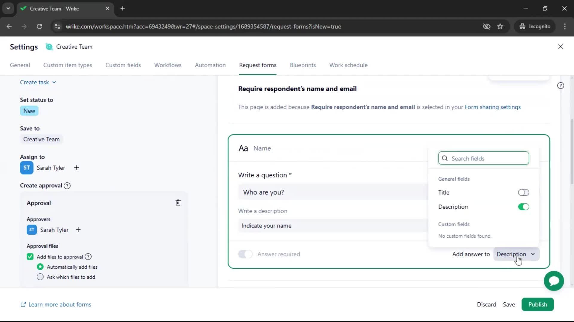 Creating a form screenshot