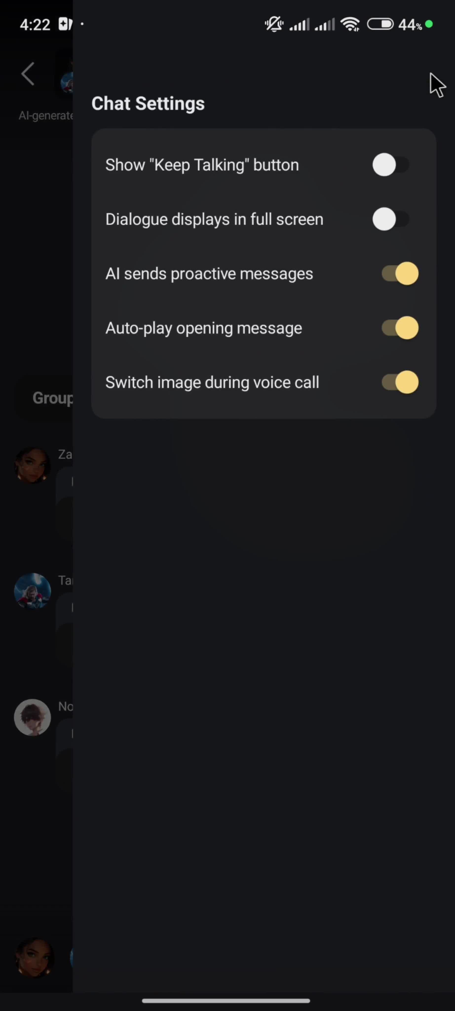Creating a group chat screenshot