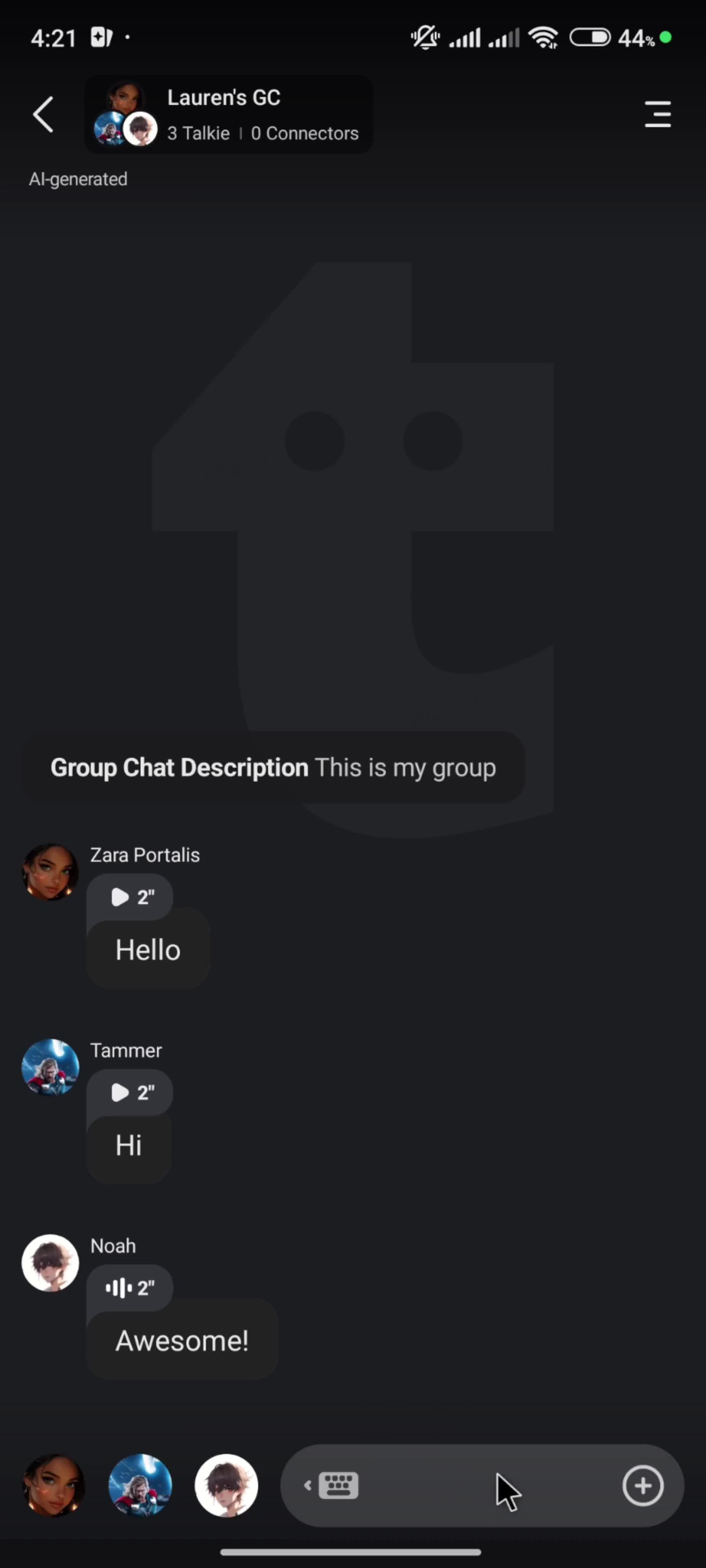 Creating a group chat screenshot