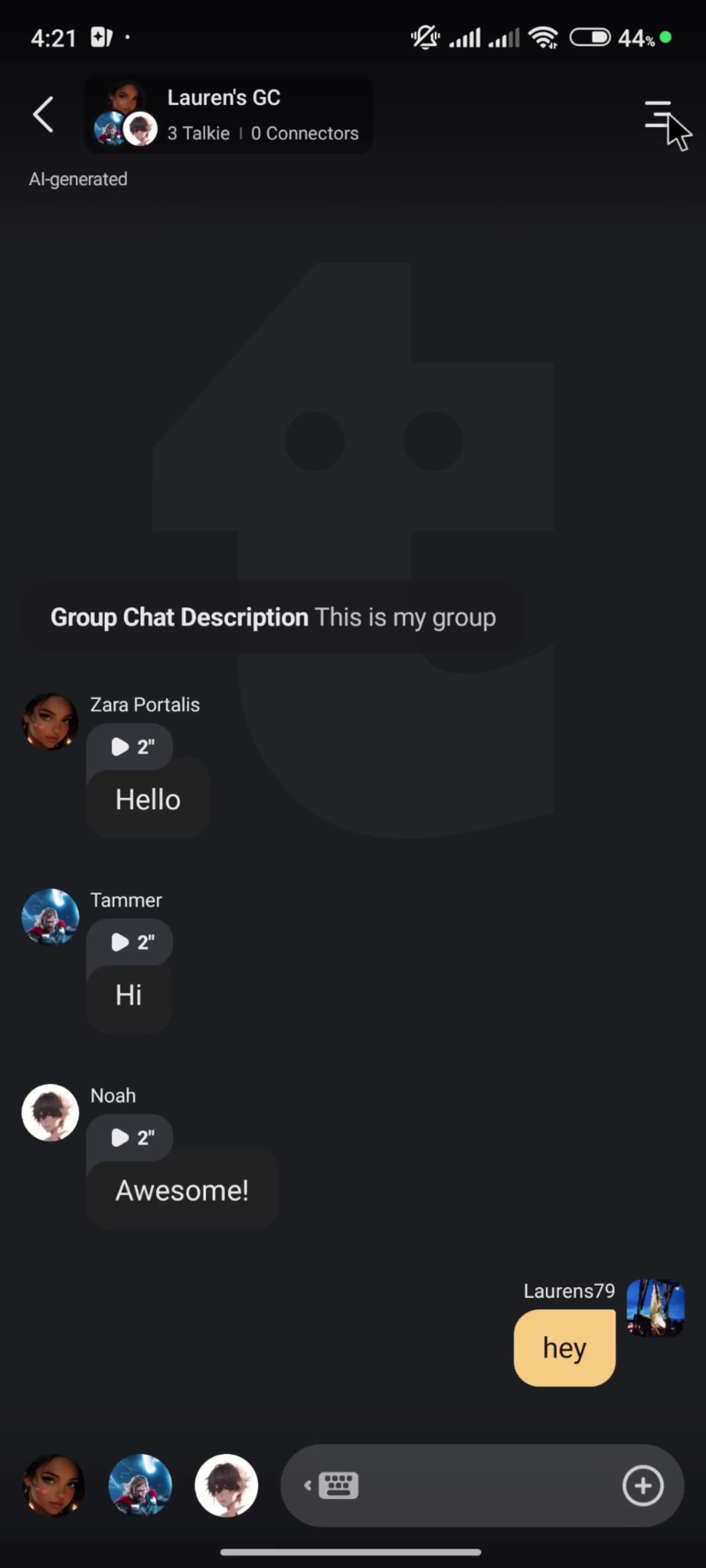 Creating a group chat screenshot