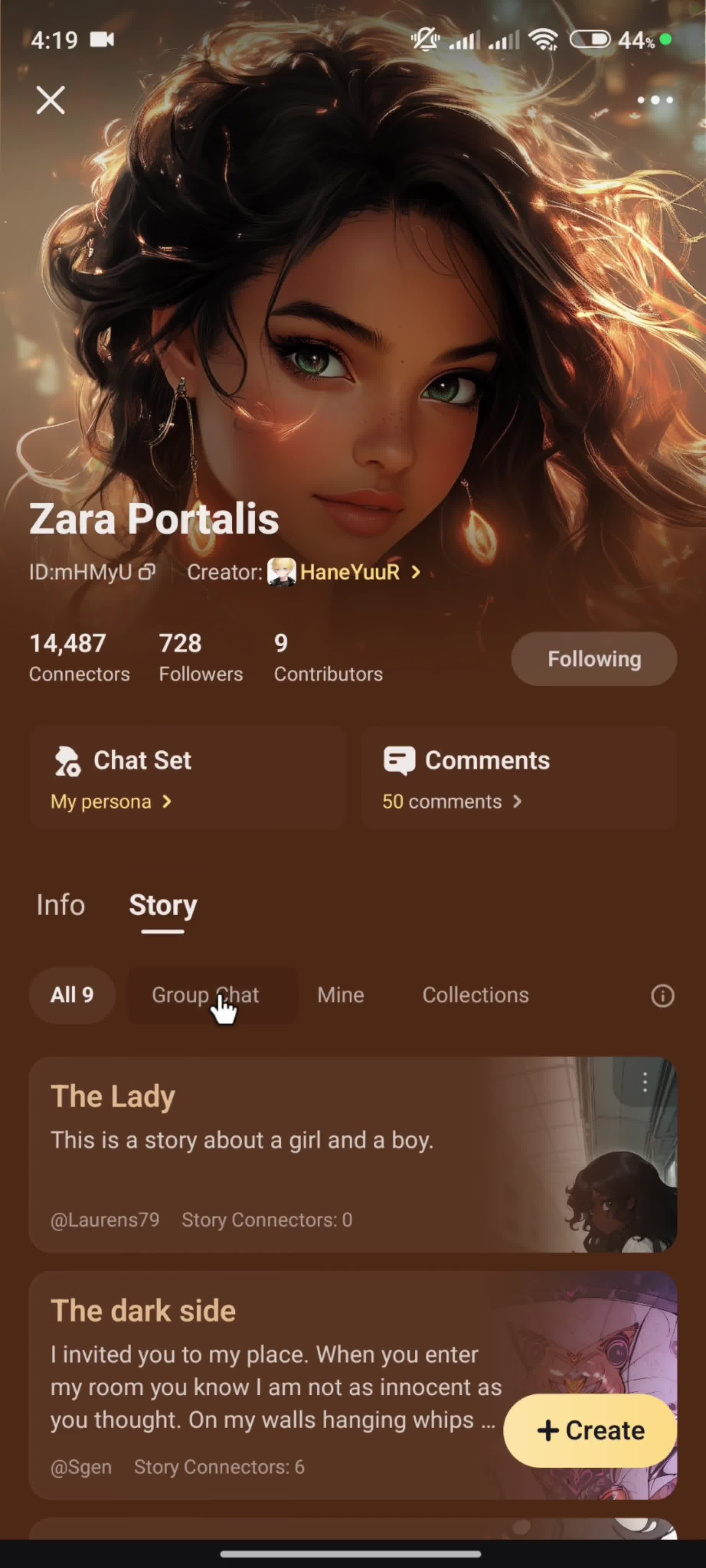 Creating a group chat screenshot