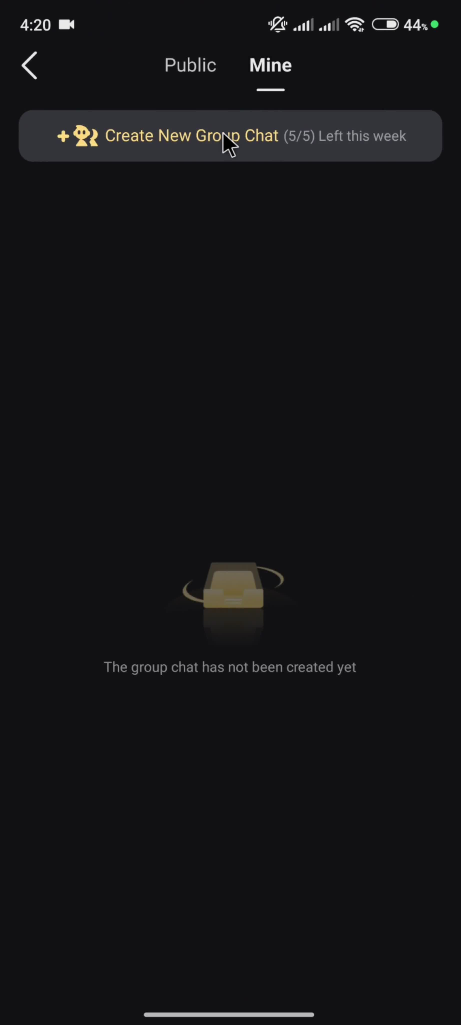 Creating a group chat screenshot