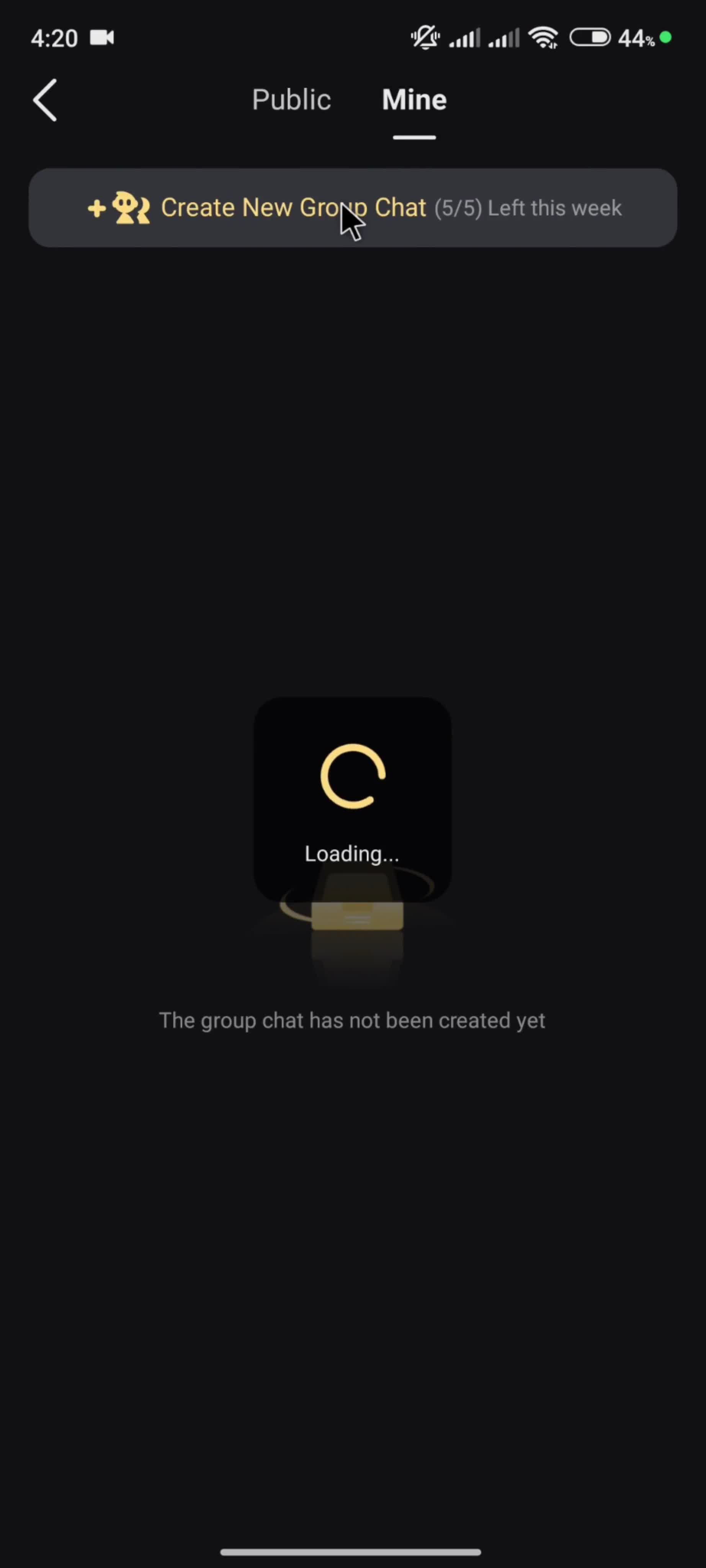 Creating a group chat screenshot