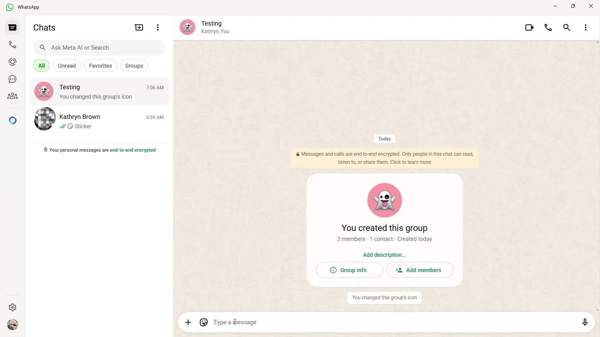 Creating a group chat screenshot