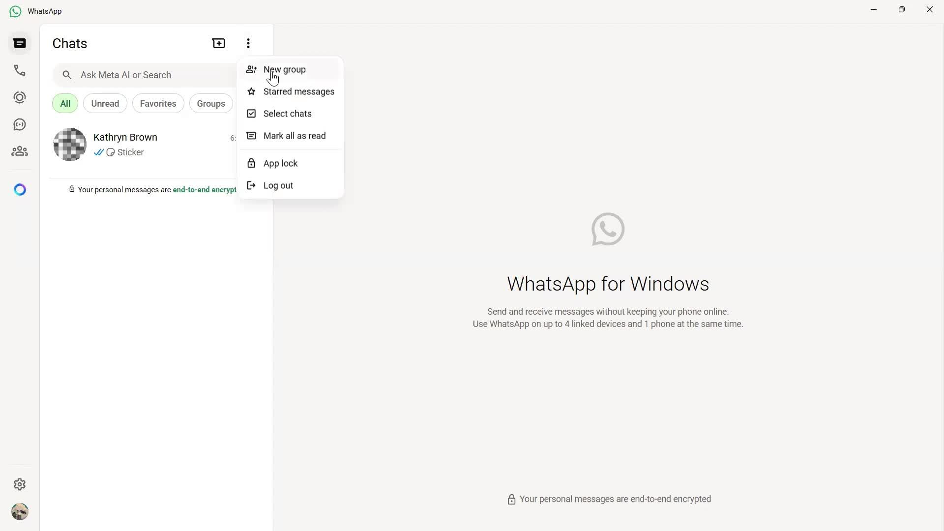 Creating a group chat screenshot