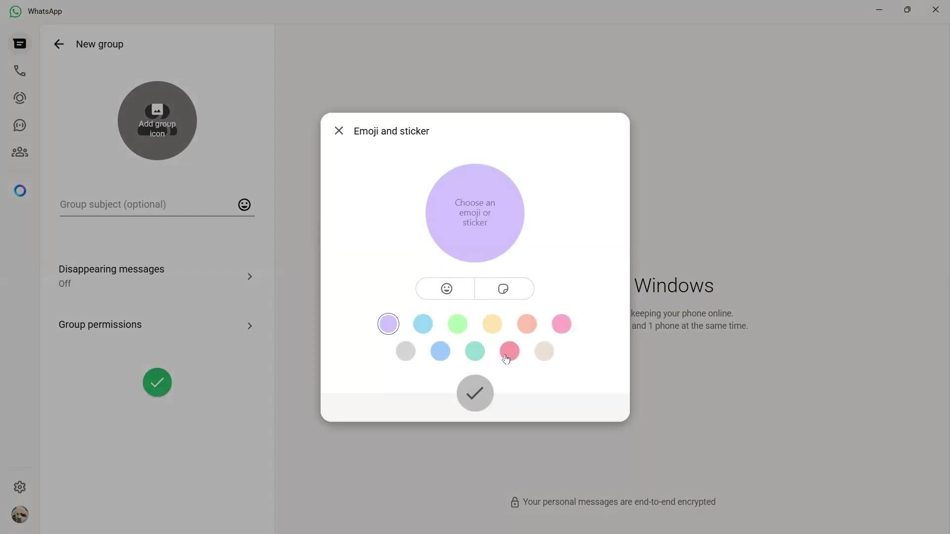 Creating a group chat screenshot