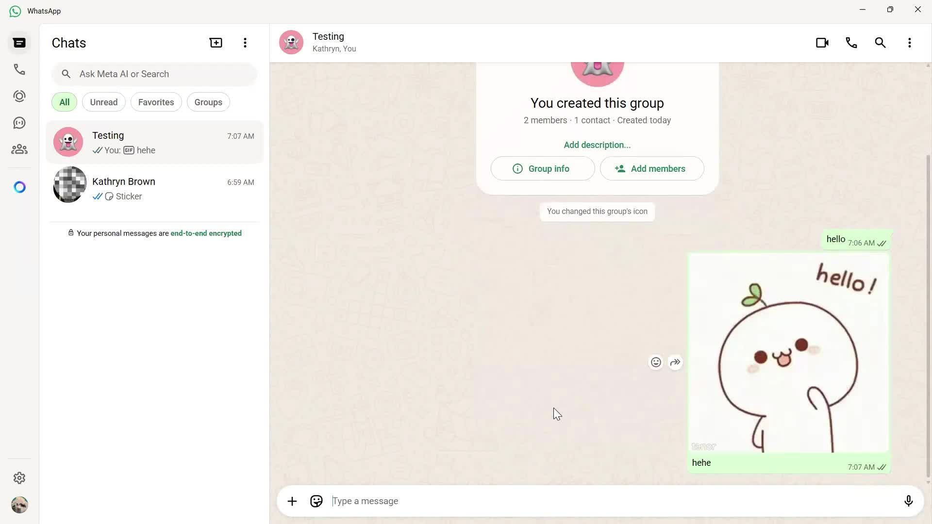 Creating a group chat screenshot