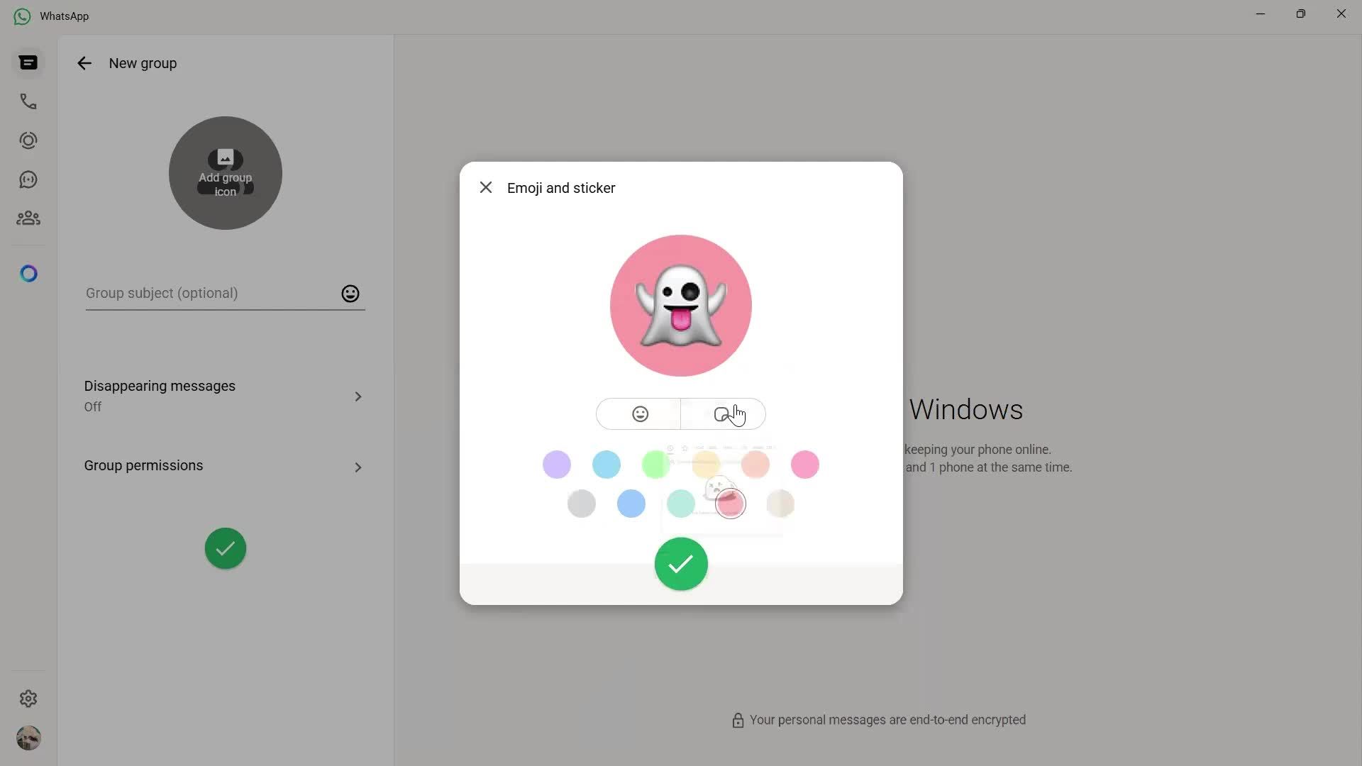 Creating a group chat screenshot