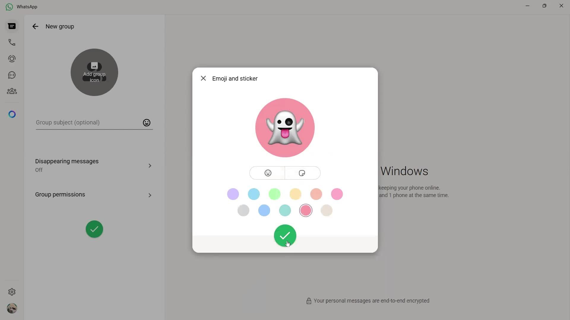 Creating a group chat screenshot