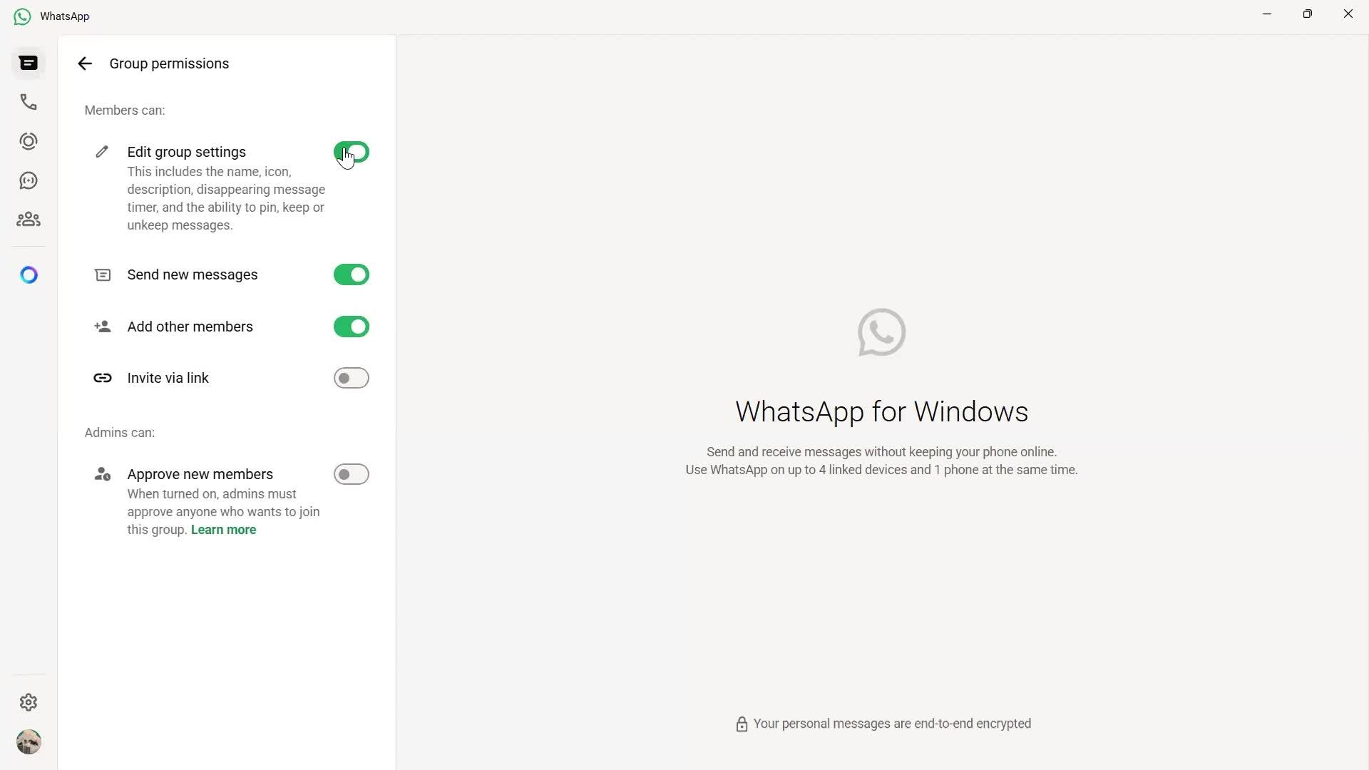 Creating a group chat screenshot