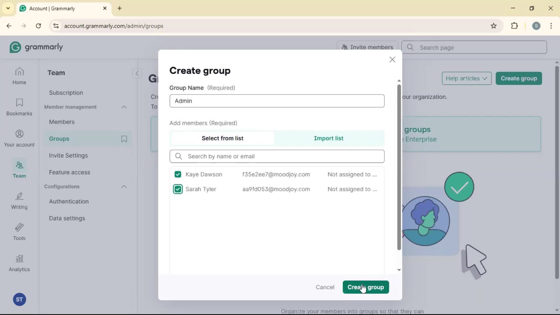 Creating a group screenshot