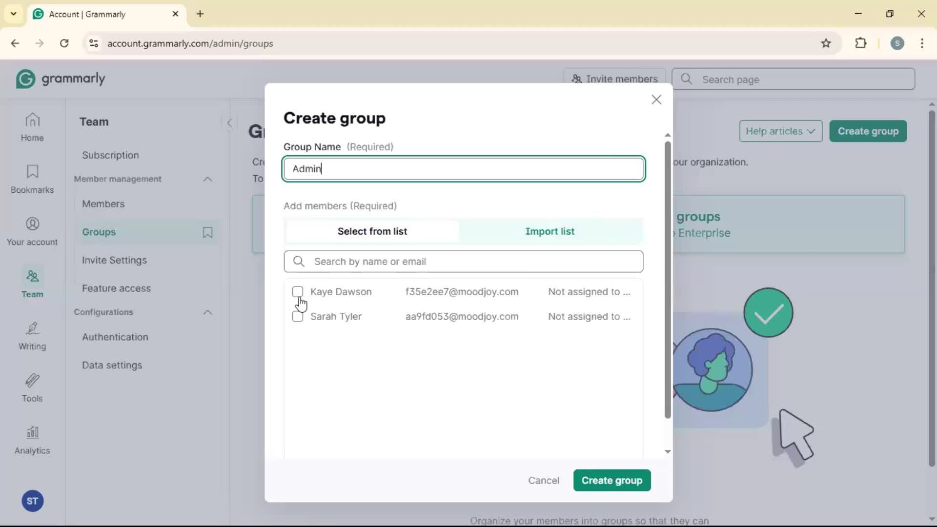 Creating a group screenshot