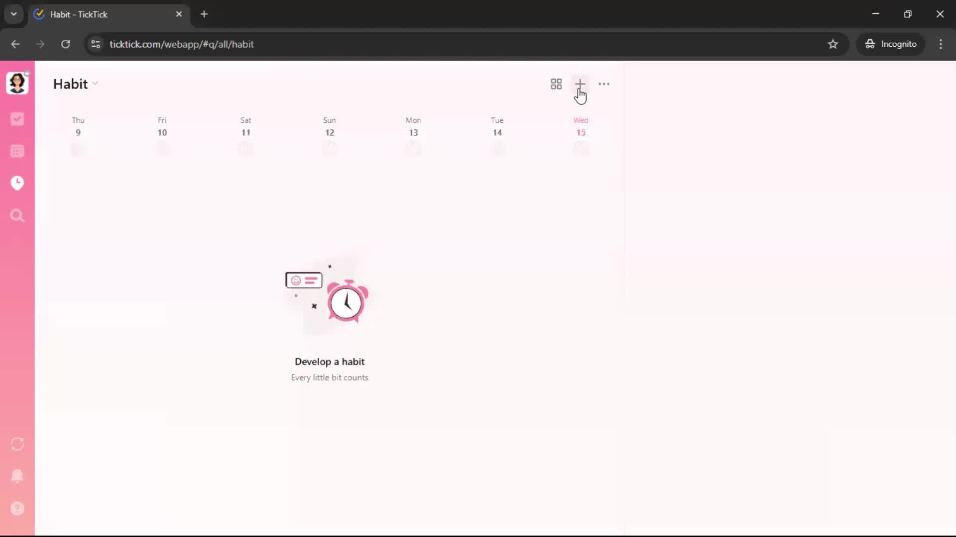 Creating a habit screenshot