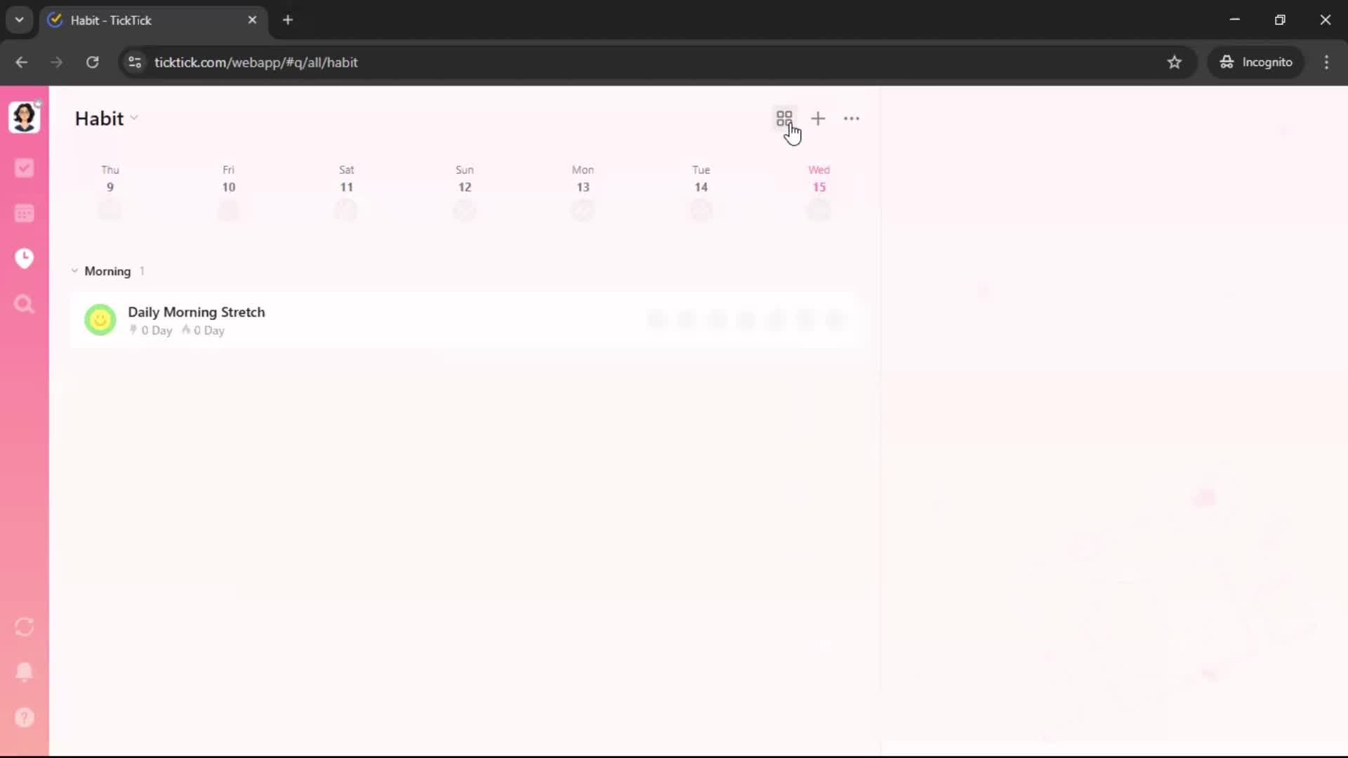 Creating a habit screenshot