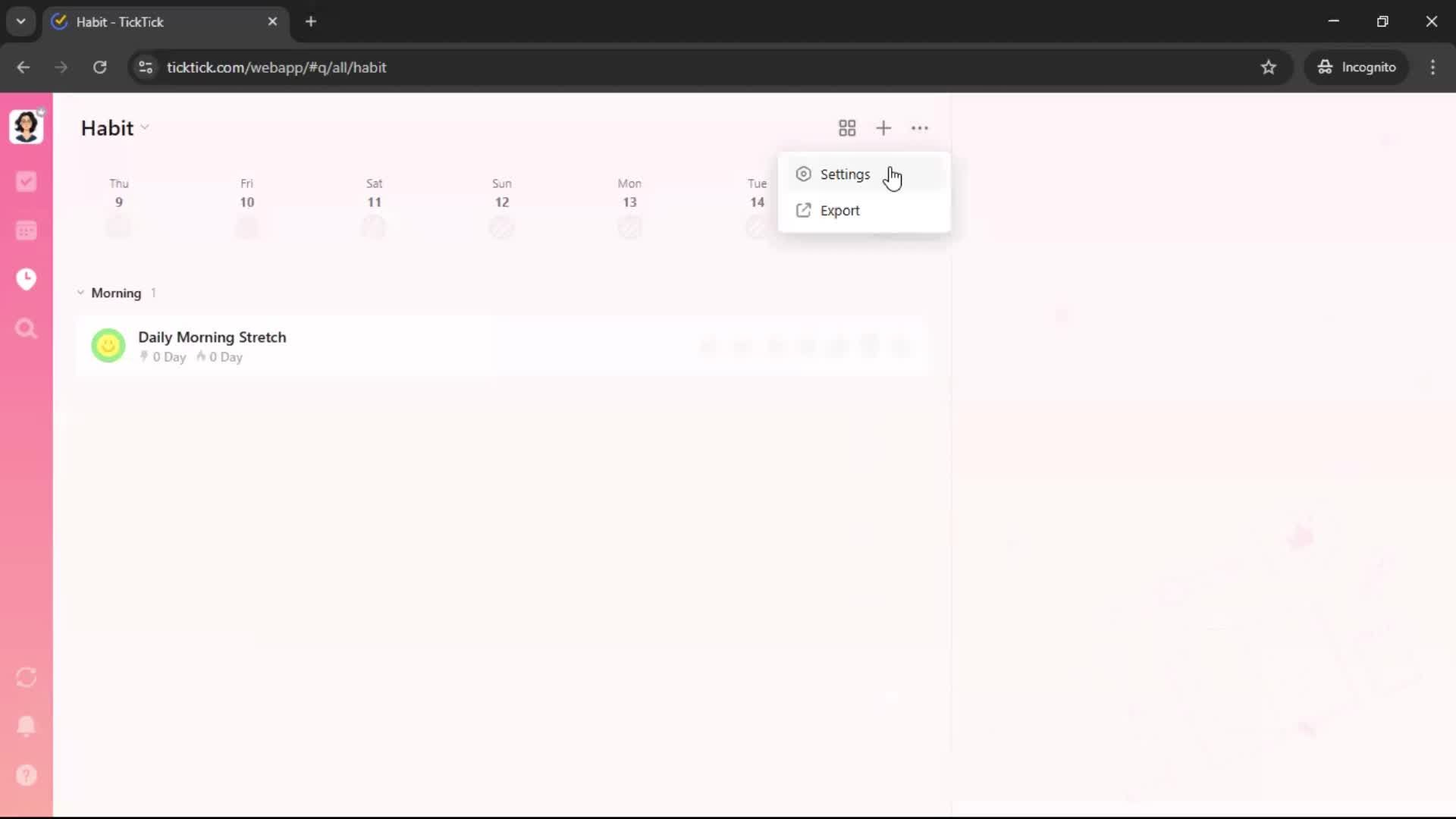 Creating a habit screenshot