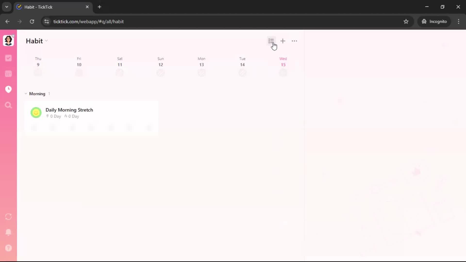 Creating a habit screenshot