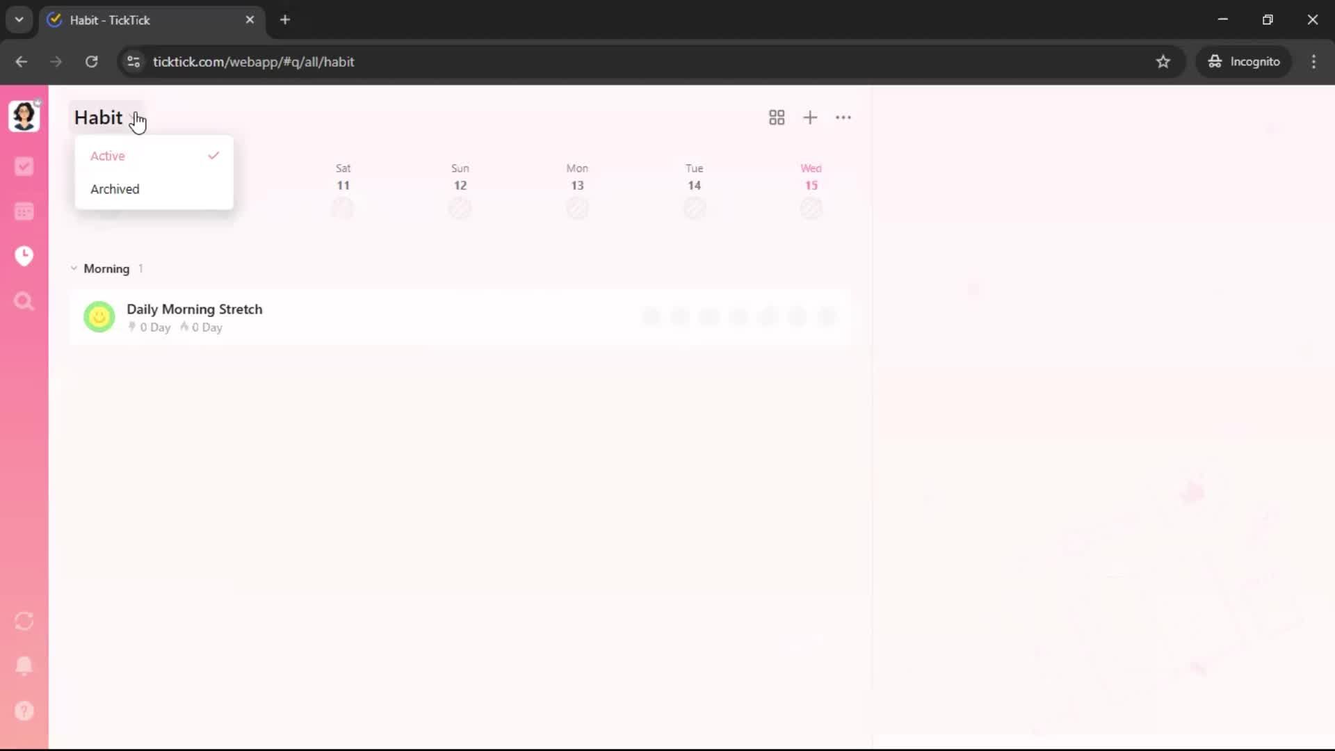 Creating a habit screenshot