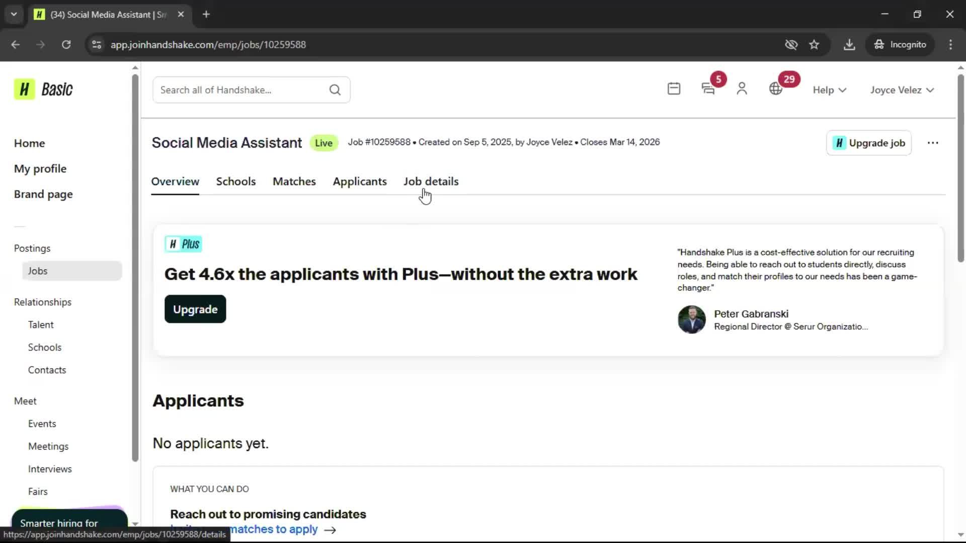 Creating a new tag on Handshake video thumbnail
