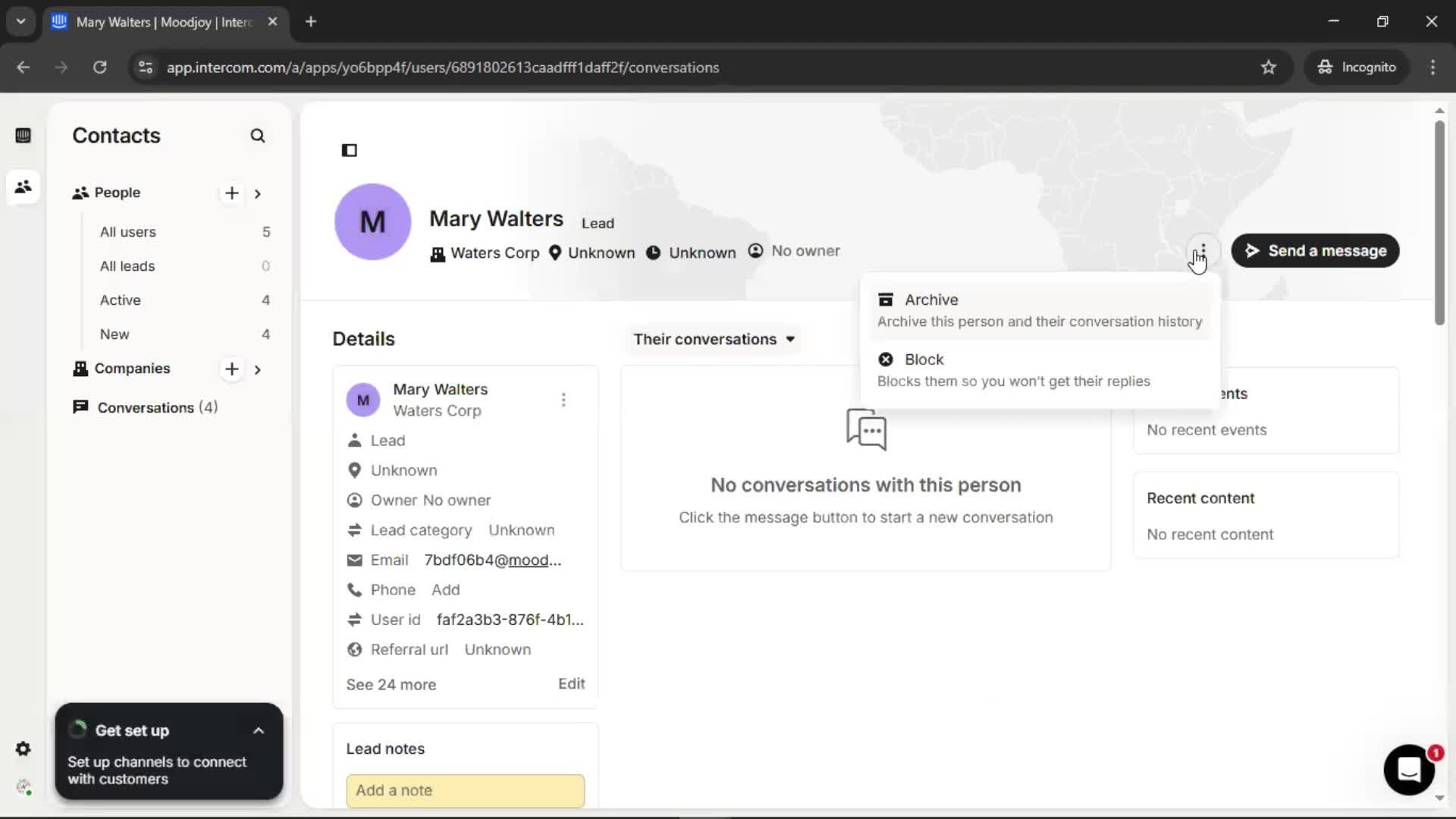 Adding leads screenshot