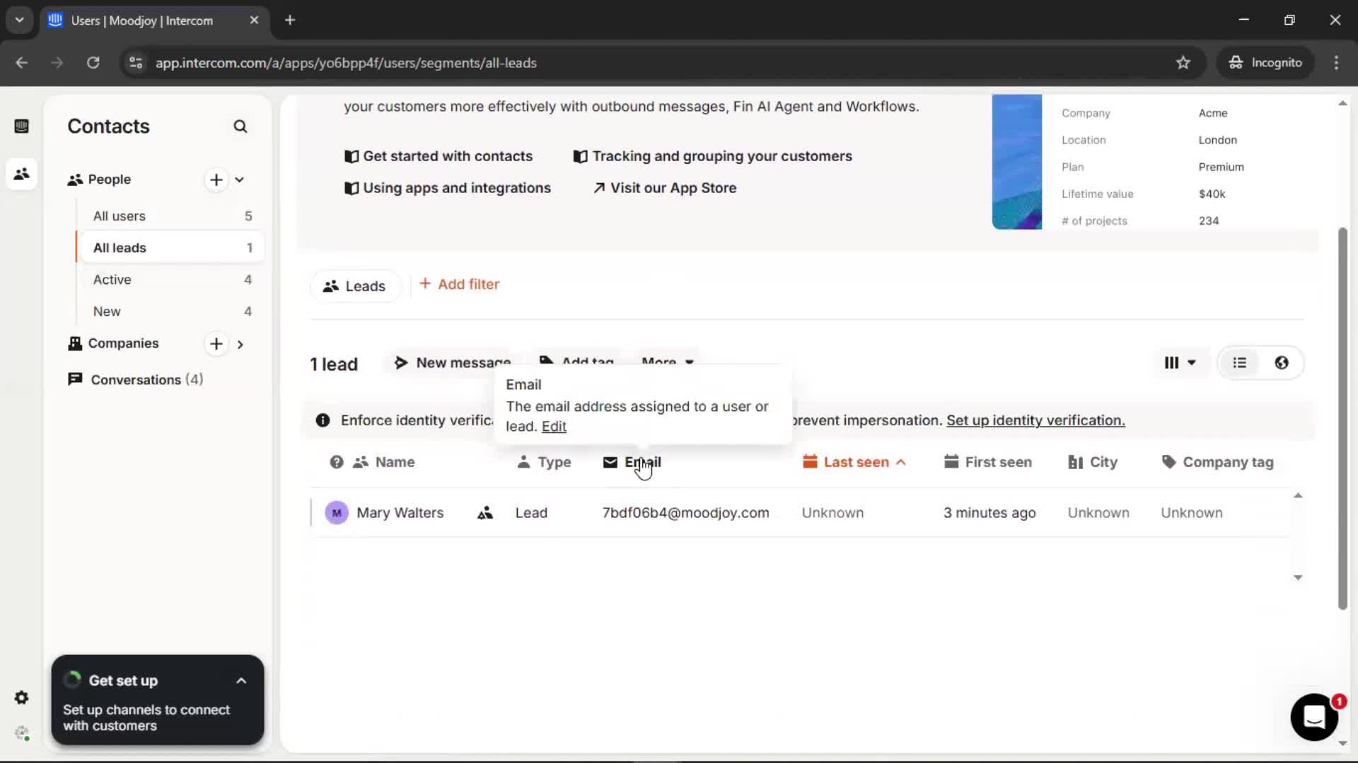 Adding leads screenshot