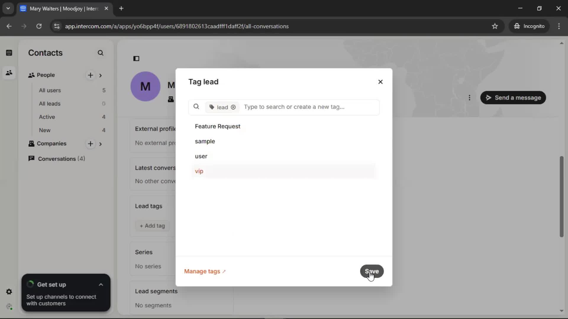 Adding leads screenshot