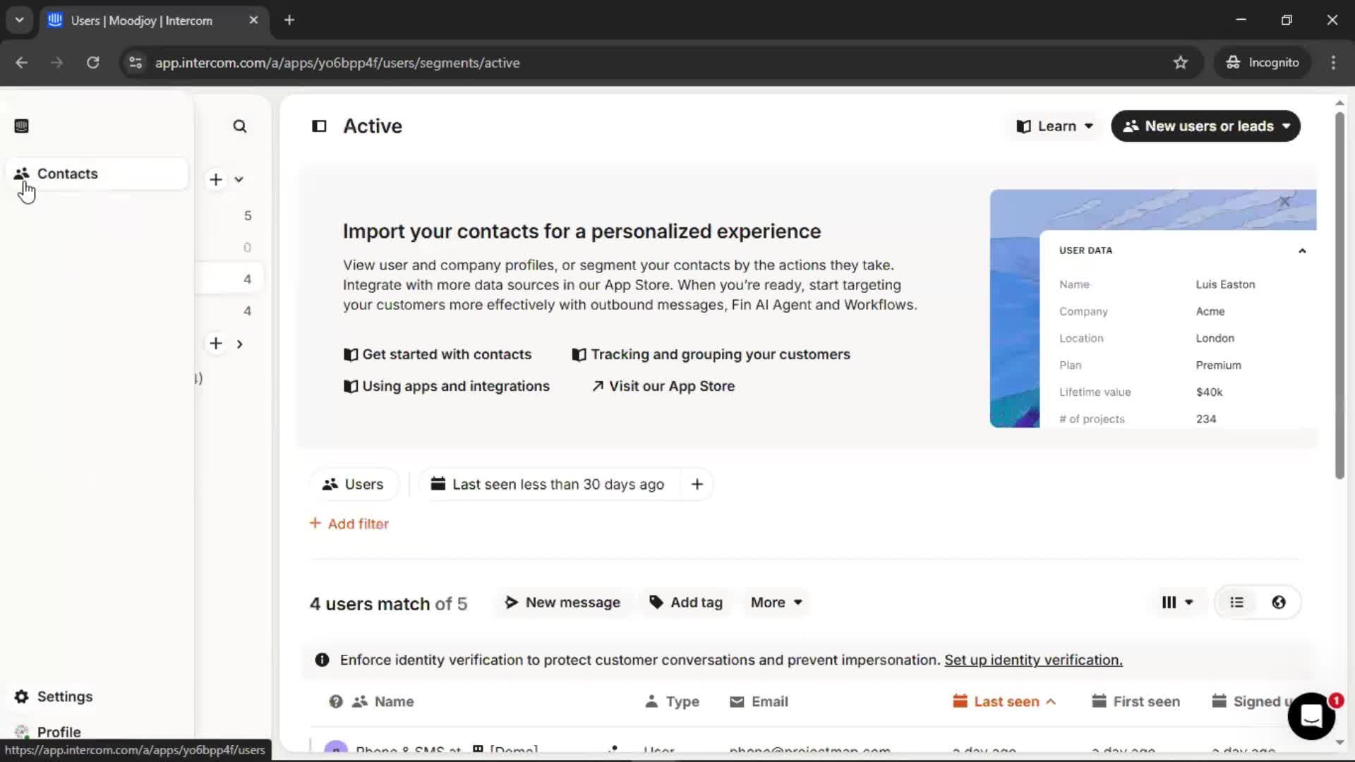 Adding leads screenshot