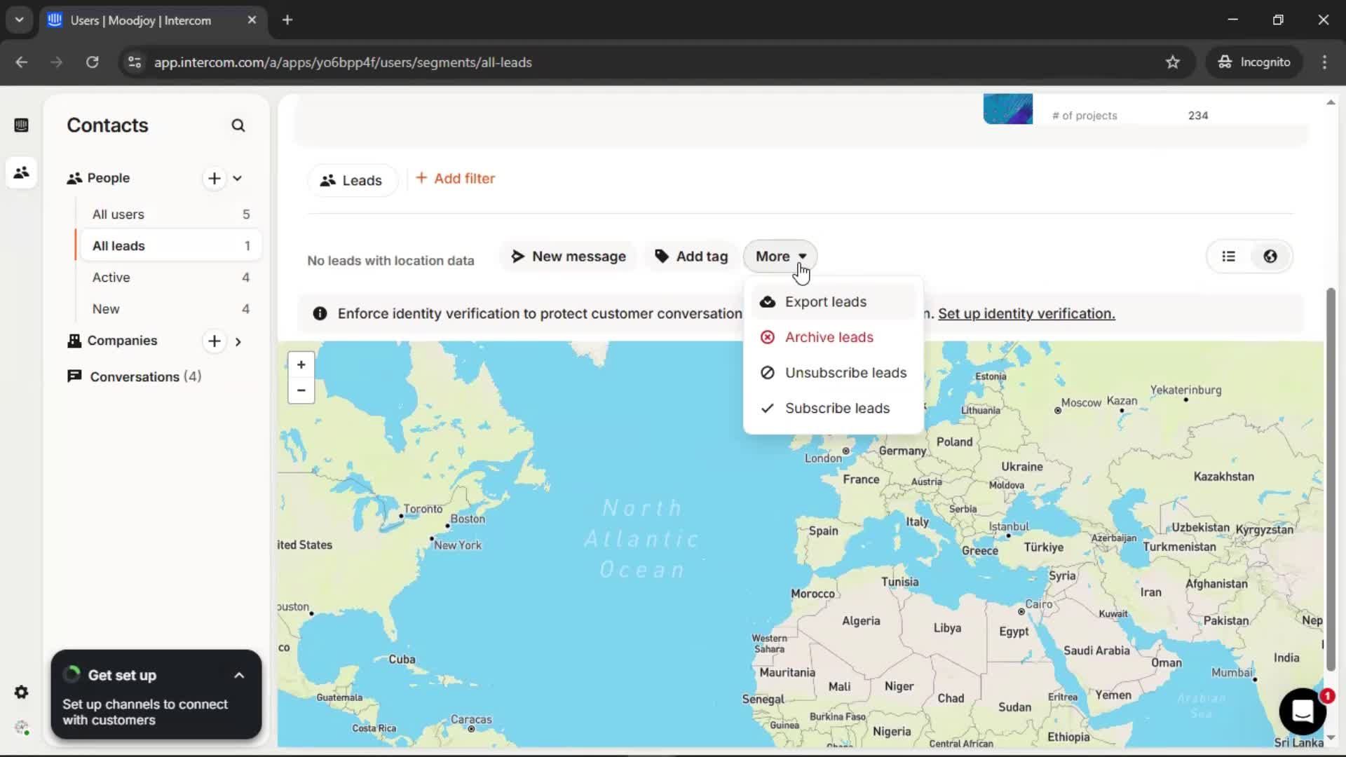 Adding leads screenshot