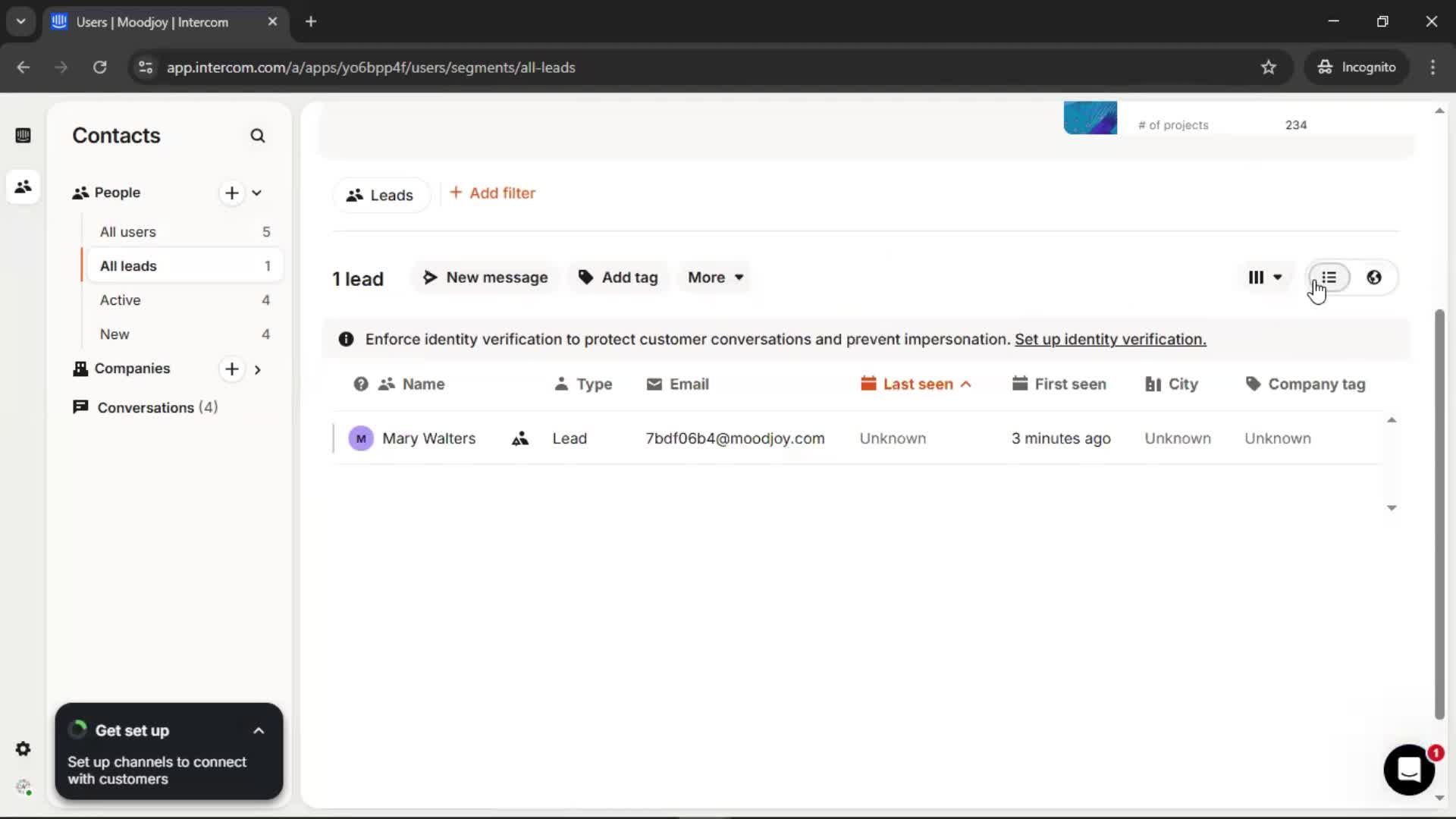 Adding leads screenshot
