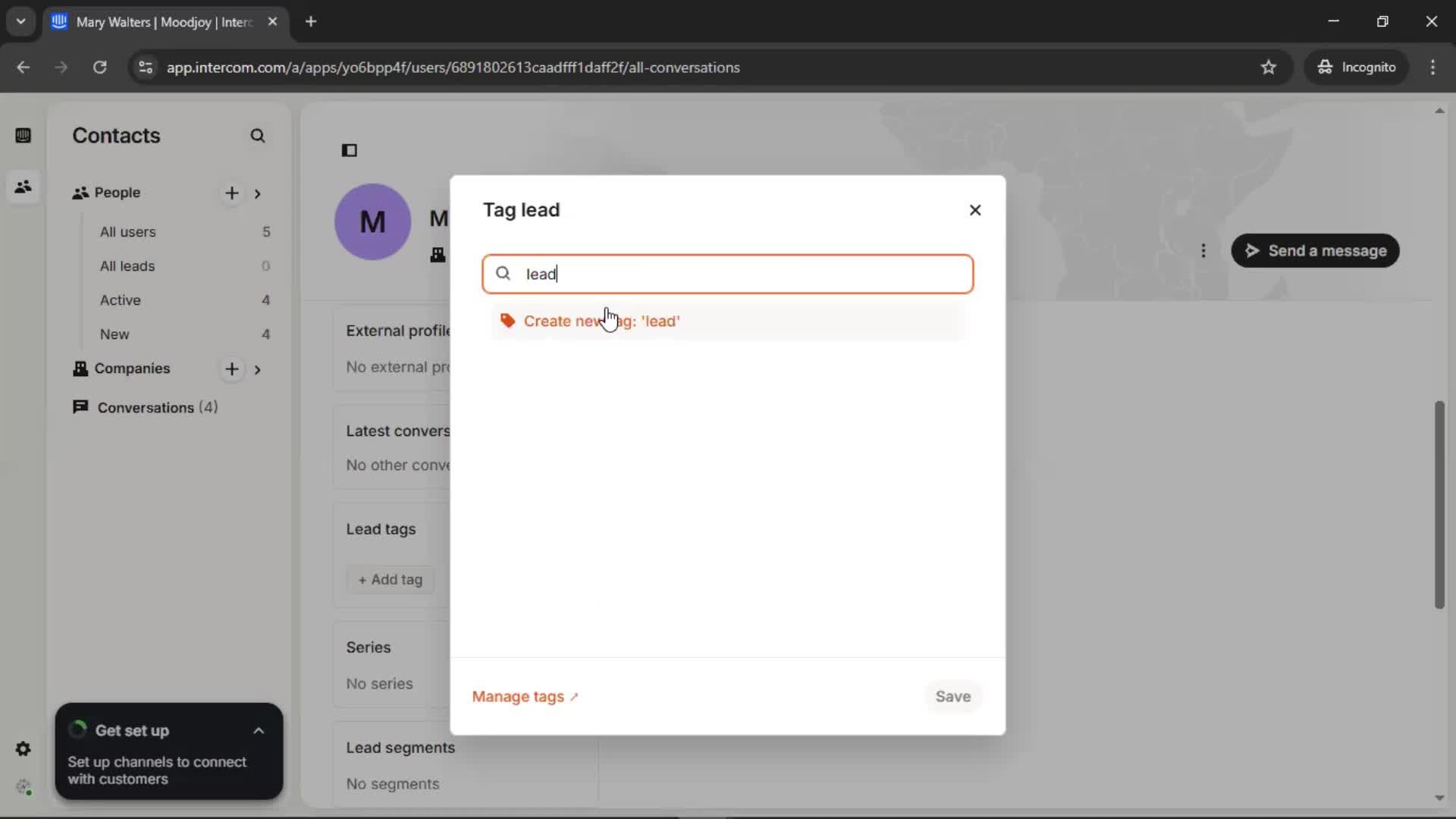 Adding leads screenshot