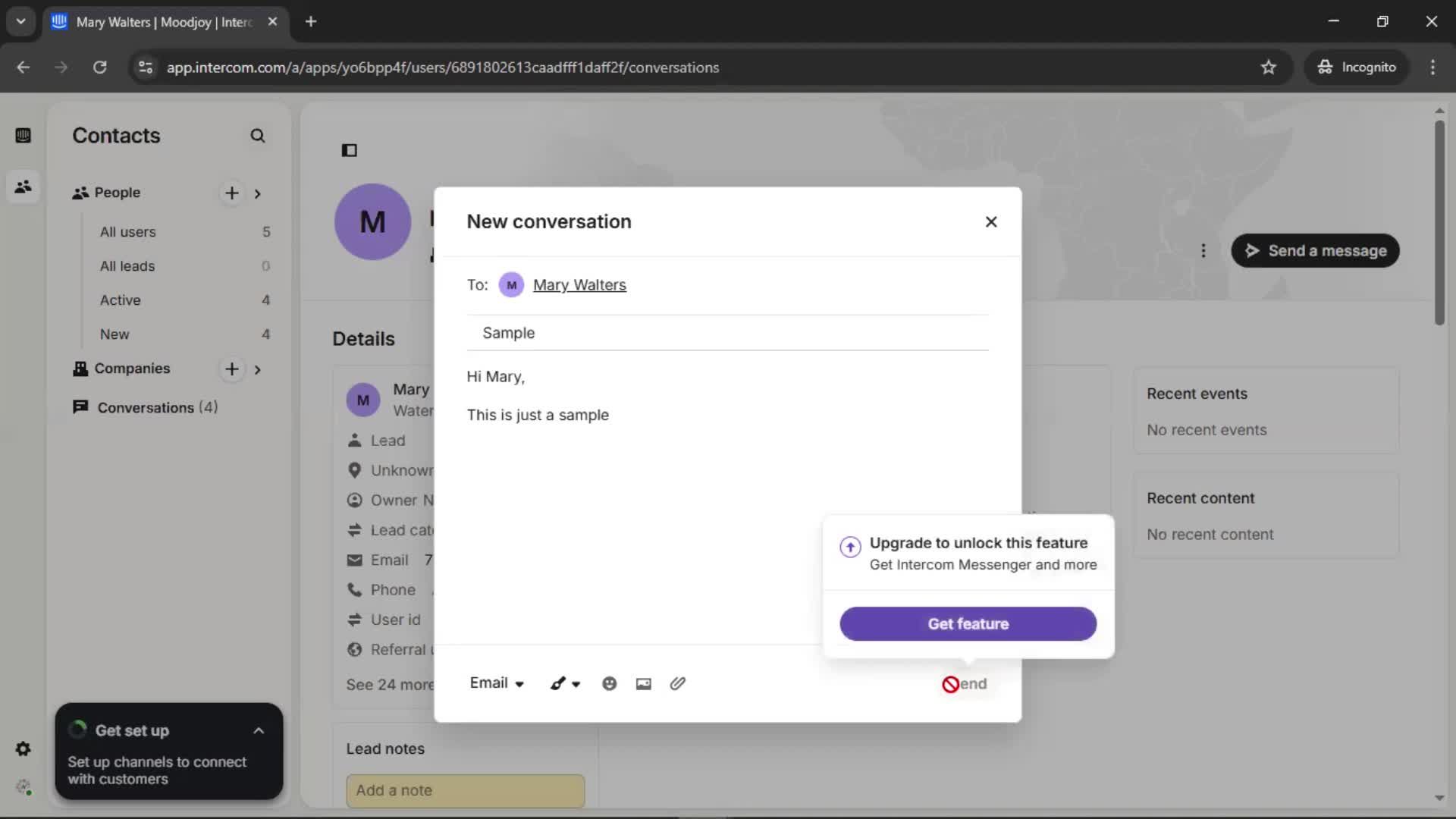 Adding leads screenshot